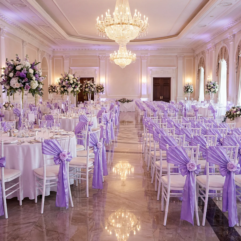 Accordion Crinkle Taffeta Chair Sash - Lavender - Image 5