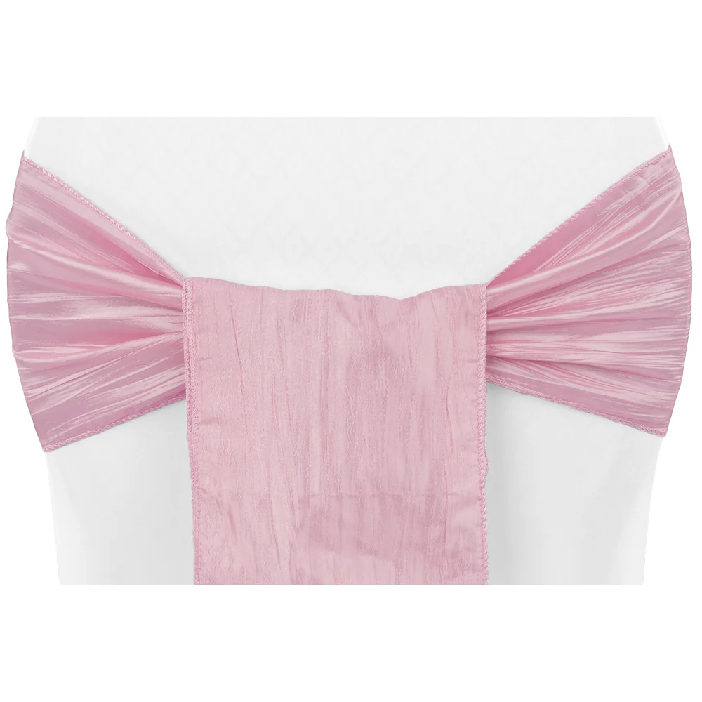 Accordion Crinkle Taffeta Chair Sash 7"x108" - Pink