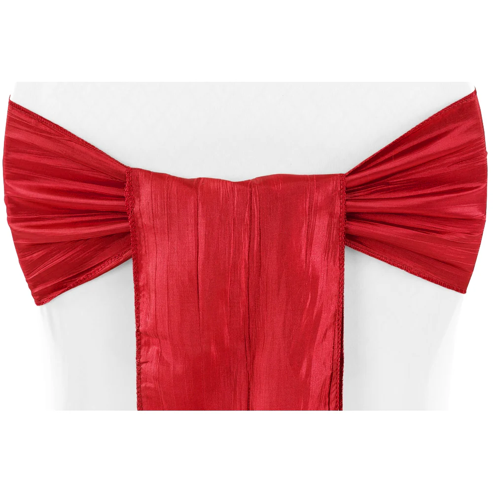 Accordion Crinkle Taffeta Chair Sash 7"x108" - Red