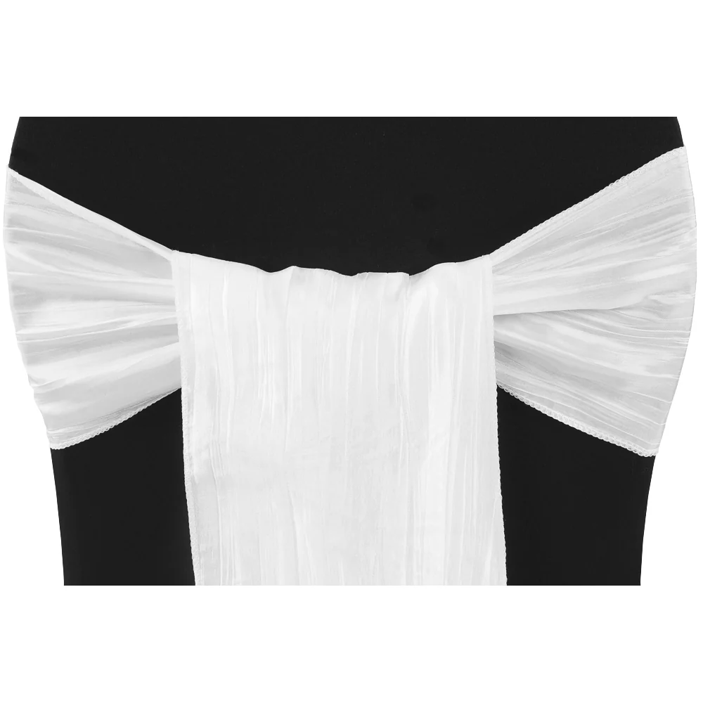 Accordion Crinkle Taffeta Chair Sash 7"x108" - White