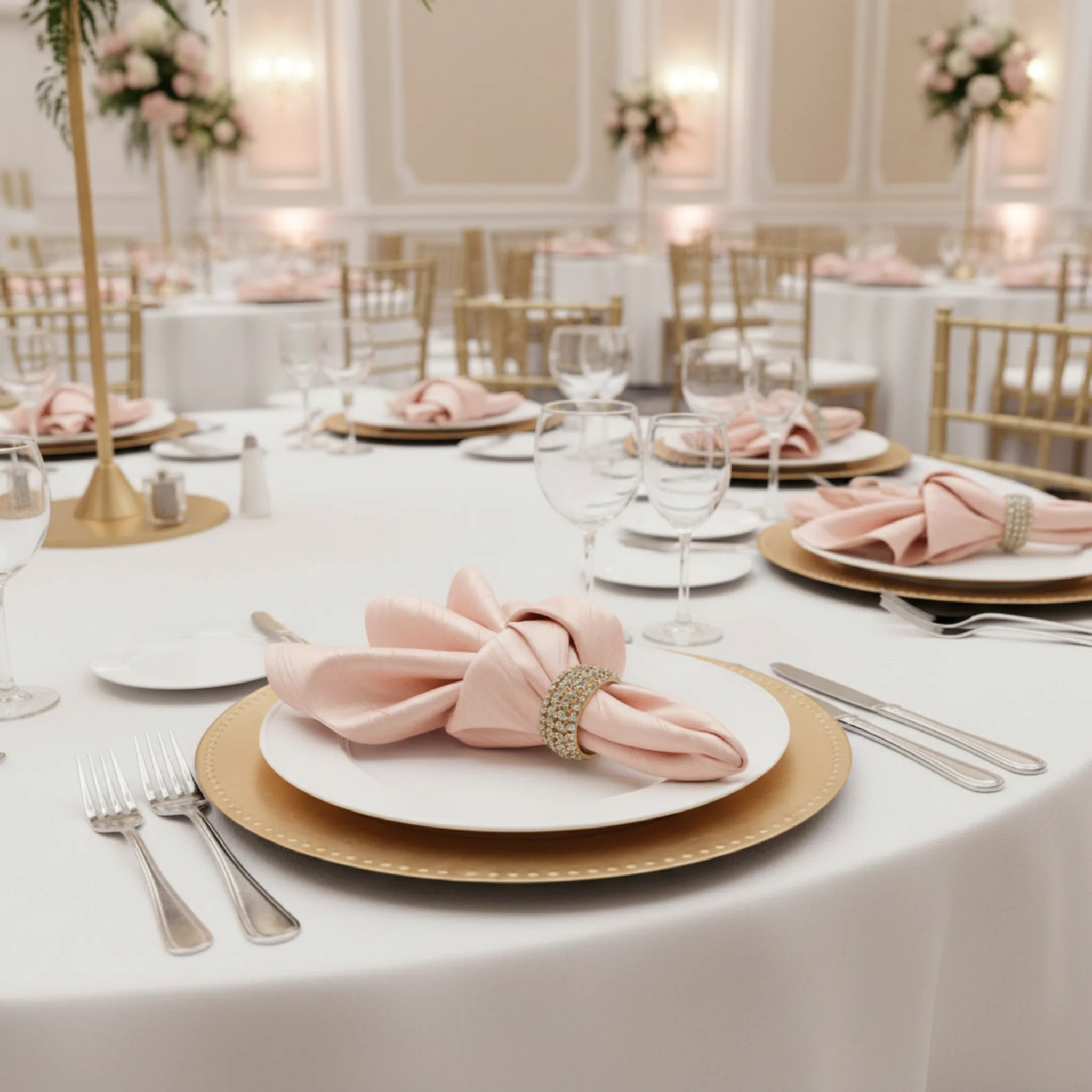 Accordion Crinkle Taffeta Napkin 20"x20" - Blush/Rose Gold - Image 3