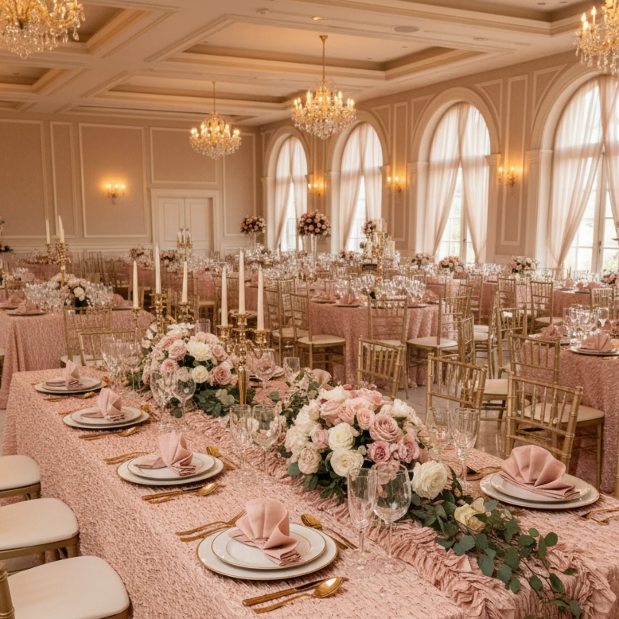 Accordion Crinkle Taffeta Napkin 20"x20" - Blush/Rose Gold - Image 4