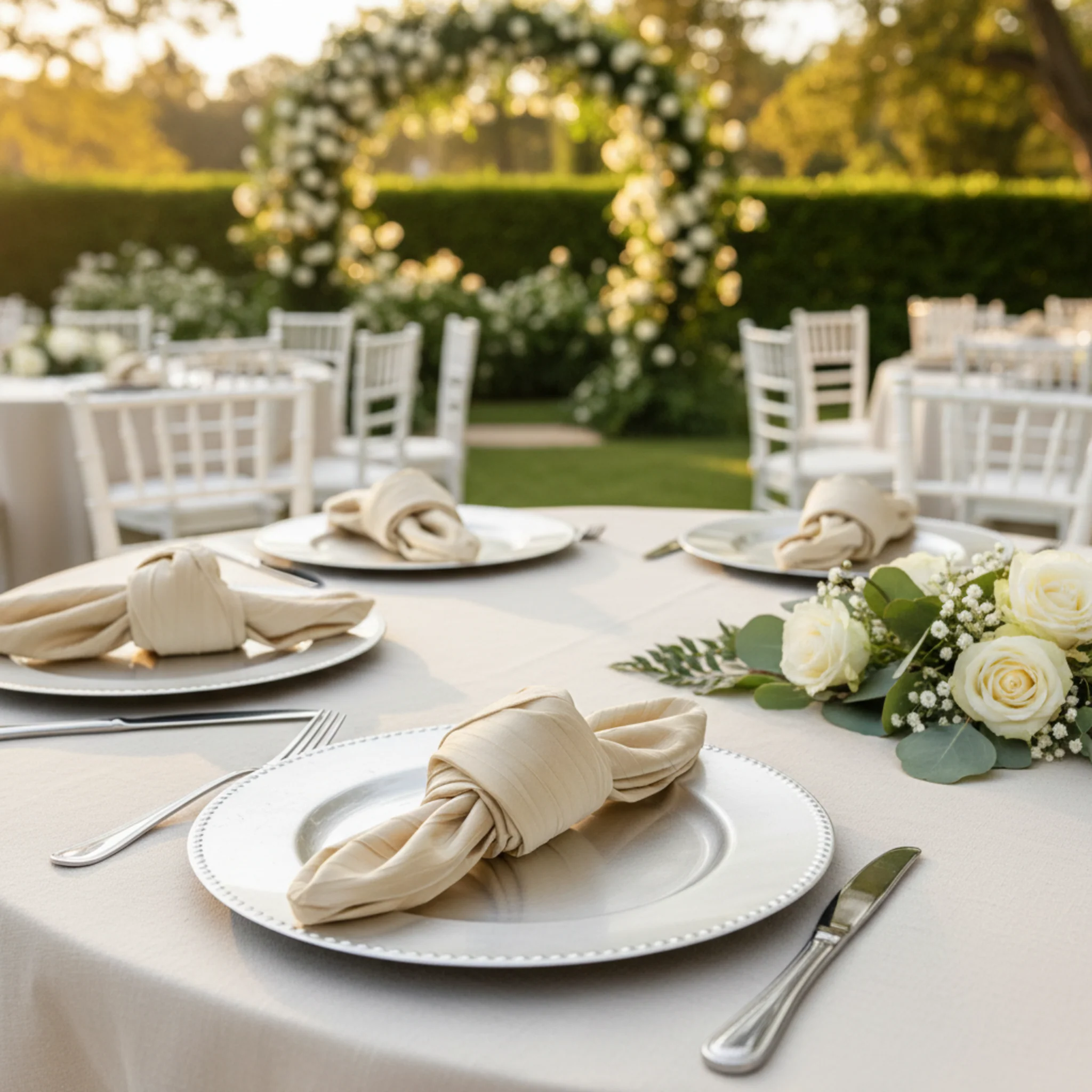 Accordion Crinkle Taffeta Napkin 20"x20" - Champagne - Image 2