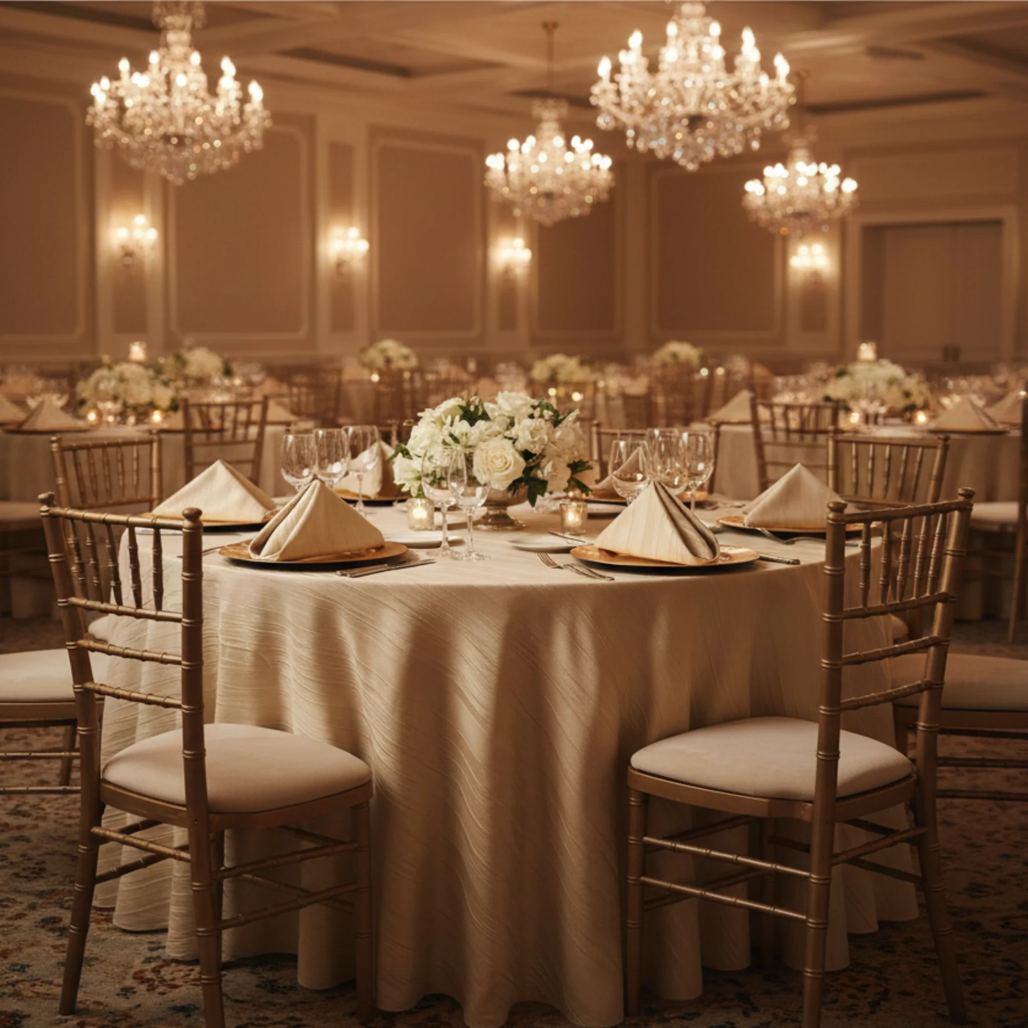Accordion Crinkle Taffeta Napkin 20"x20" - Champagne - Image 3