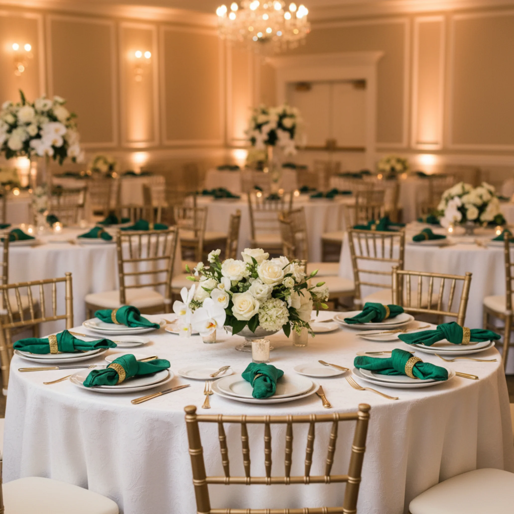Accordion Crinkle Taffeta Napkin 20"x20" - Emerald Green - Image 3