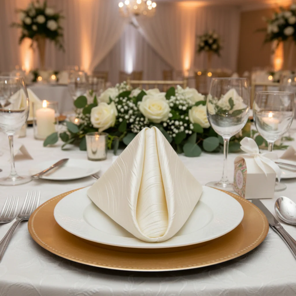 Accordion Crinkle Taffeta Napkin 20"x20" - Ivory - Image 2