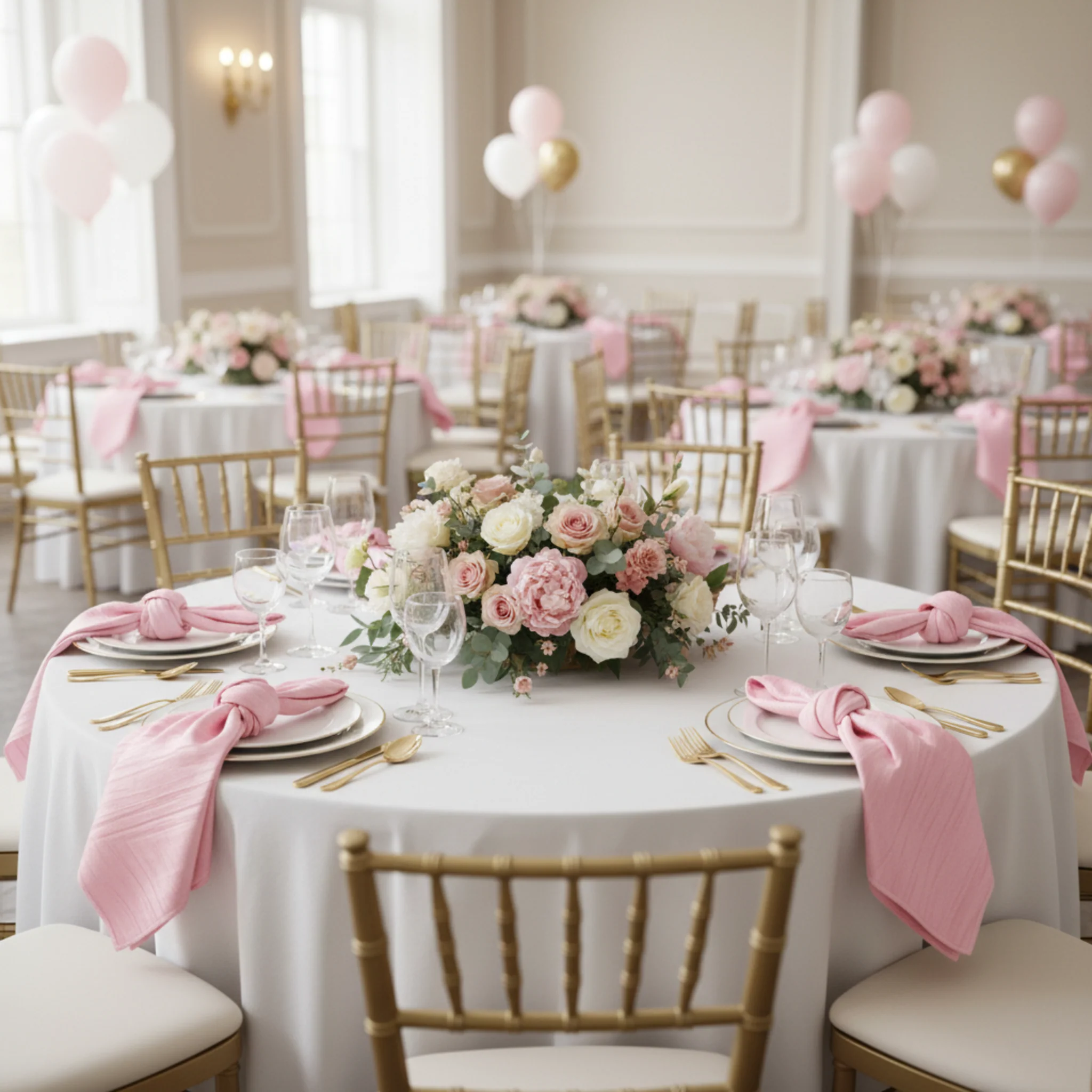 Accordion Crinkle Taffeta Napkin 20"x20" - Pink - Image 4