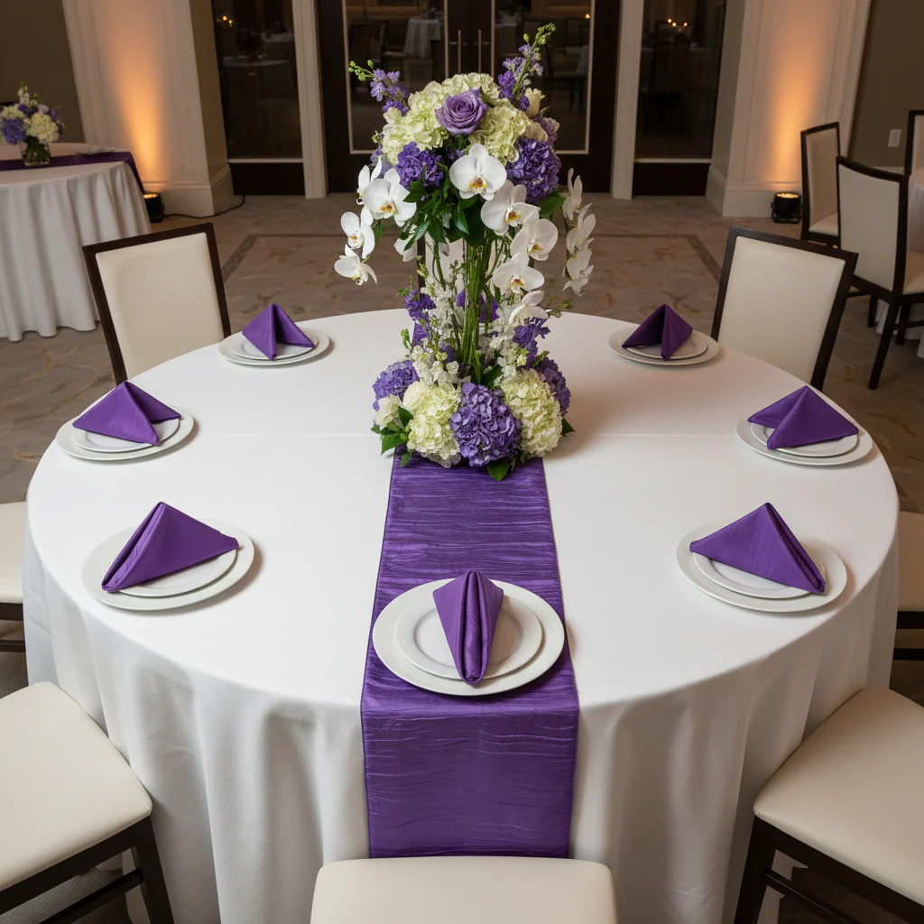 Accordion Crinkle Taffeta Napkin 20"x20" - Purple - Image 2