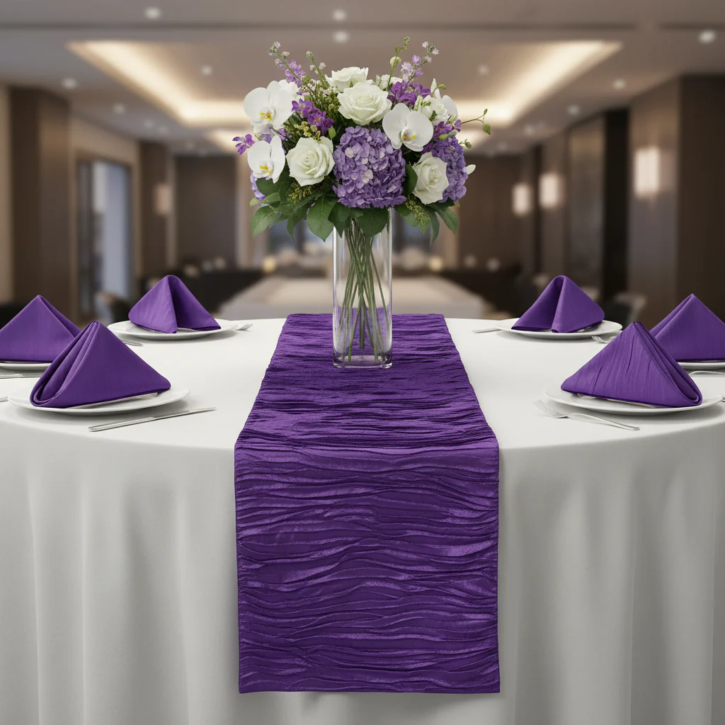 Accordion Crinkle Taffeta Napkin 20"x20" - Purple - Image 3