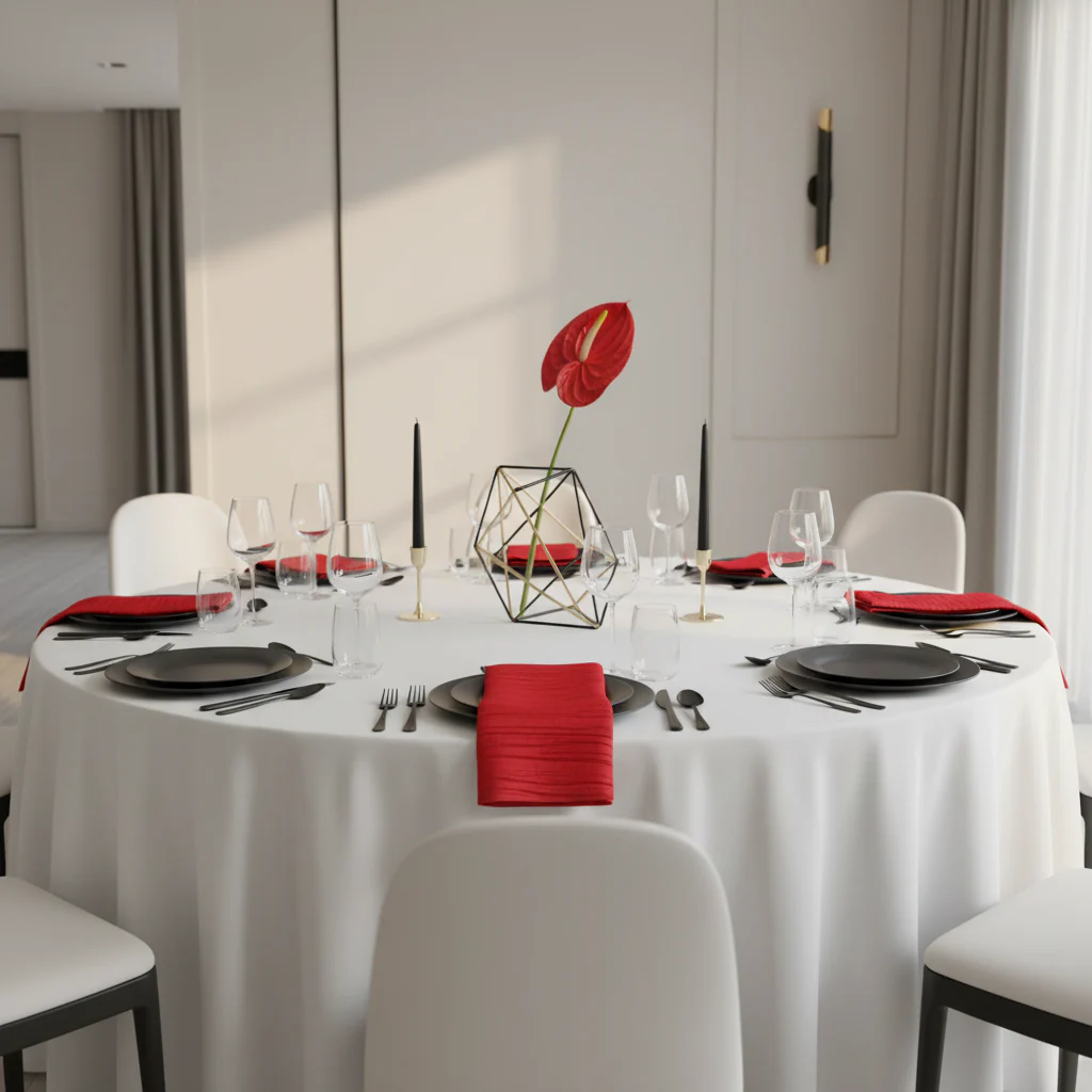 Accordion Crinkle Taffeta Napkin 20"x20" - Red - Image 2