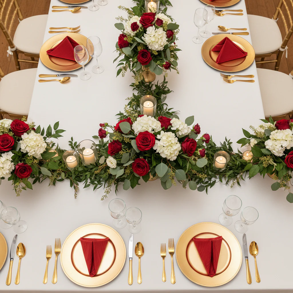 Accordion Crinkle Taffeta Napkin 20"x20" - Red - Image 3