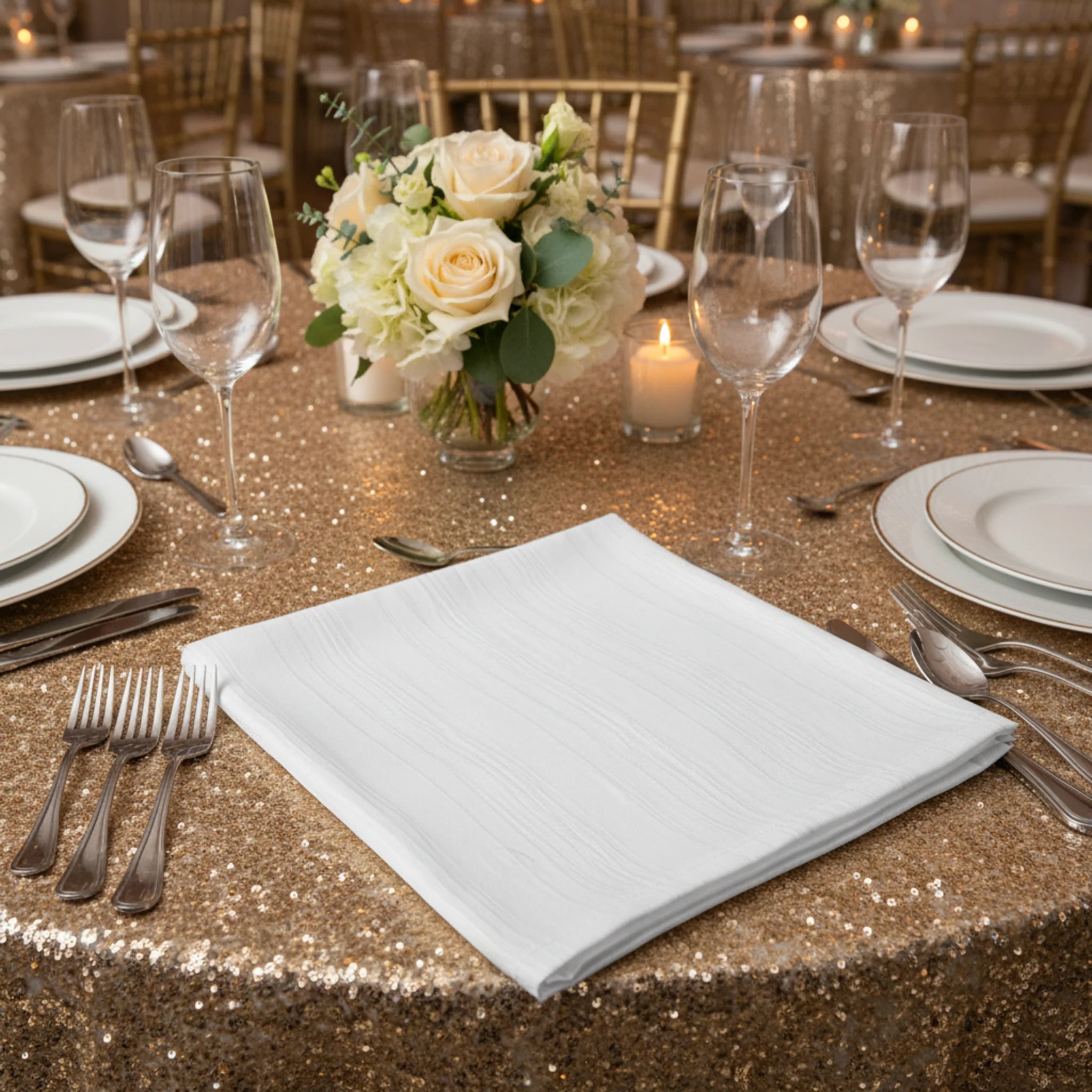 Accordion Crinkle Taffeta Napkin 20"x20" - White - Image 2