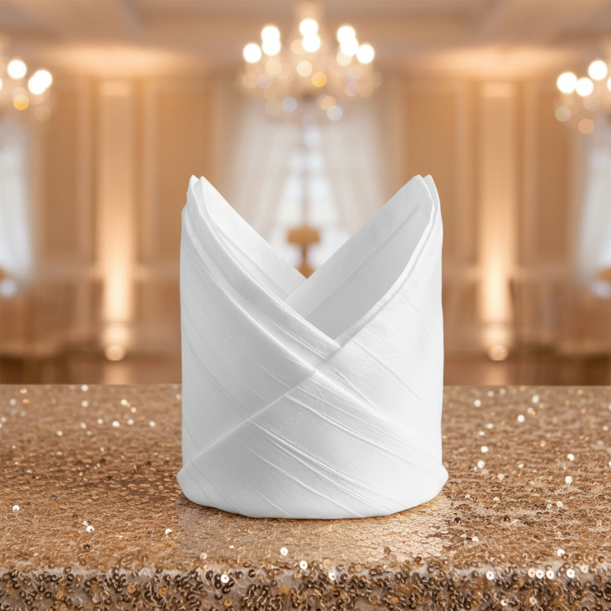 Accordion Crinkle Taffeta Napkin 20"x20" - White - Image 3