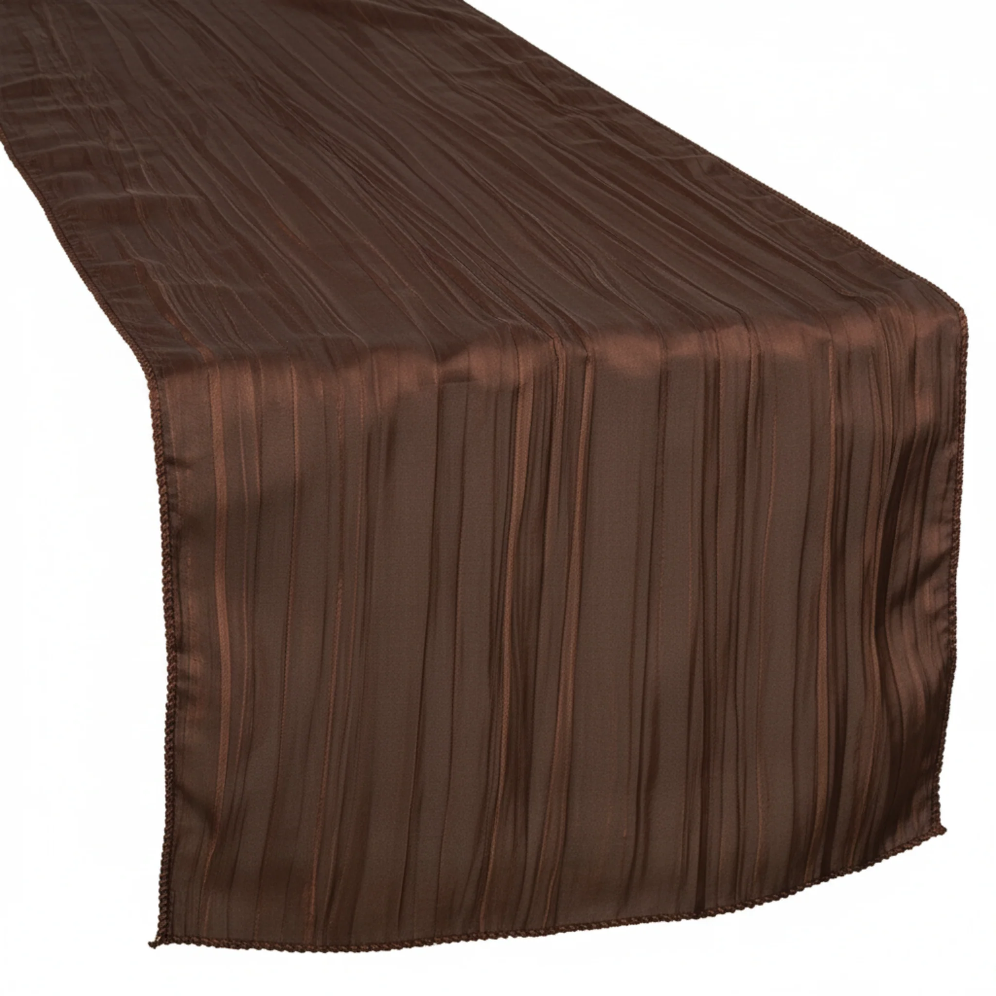 Accordion Crinkle Taffeta Table Runner - Chocolate