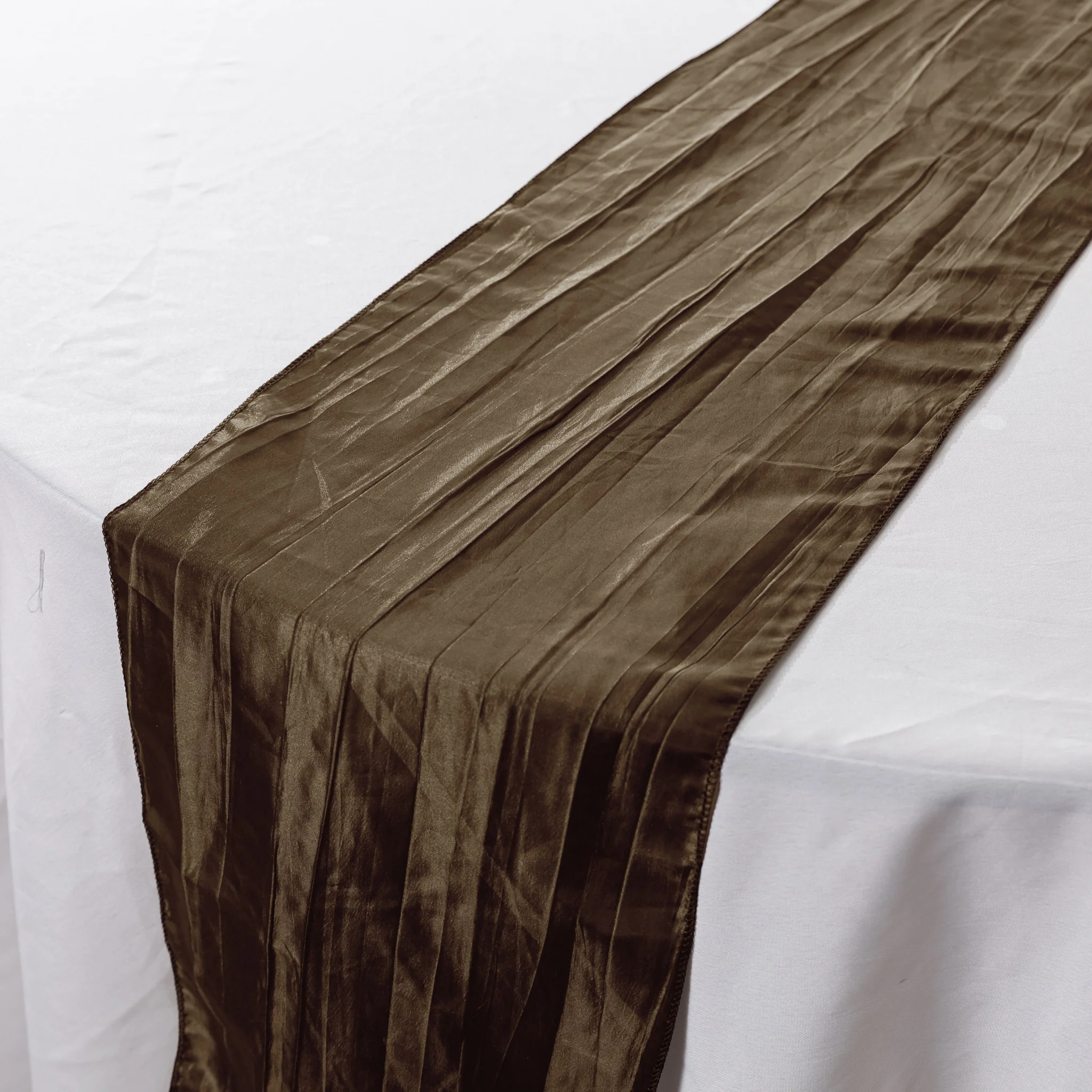 Accordion Crinkle Taffeta Table Runner - Chocolate - Image 8