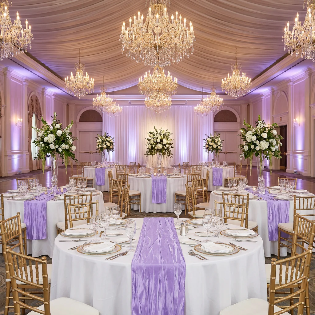 Accordion Crinkle Taffeta Table Runner - Lavender - Image 2