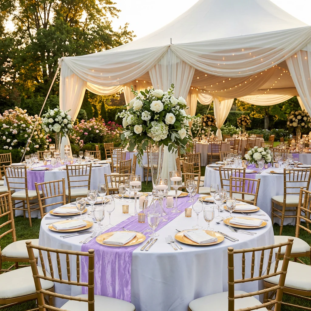 Accordion Crinkle Taffeta Table Runner - Lavender - Image 6
