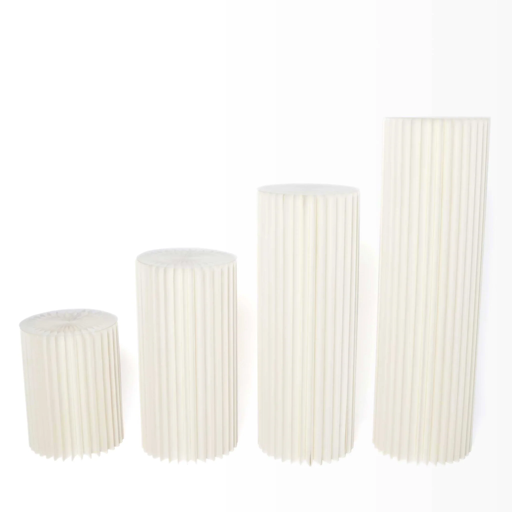 Accordion Foldable Paper Pedestal Display Stand with Top Plate 4 pcs/set - Ivory - Image 6