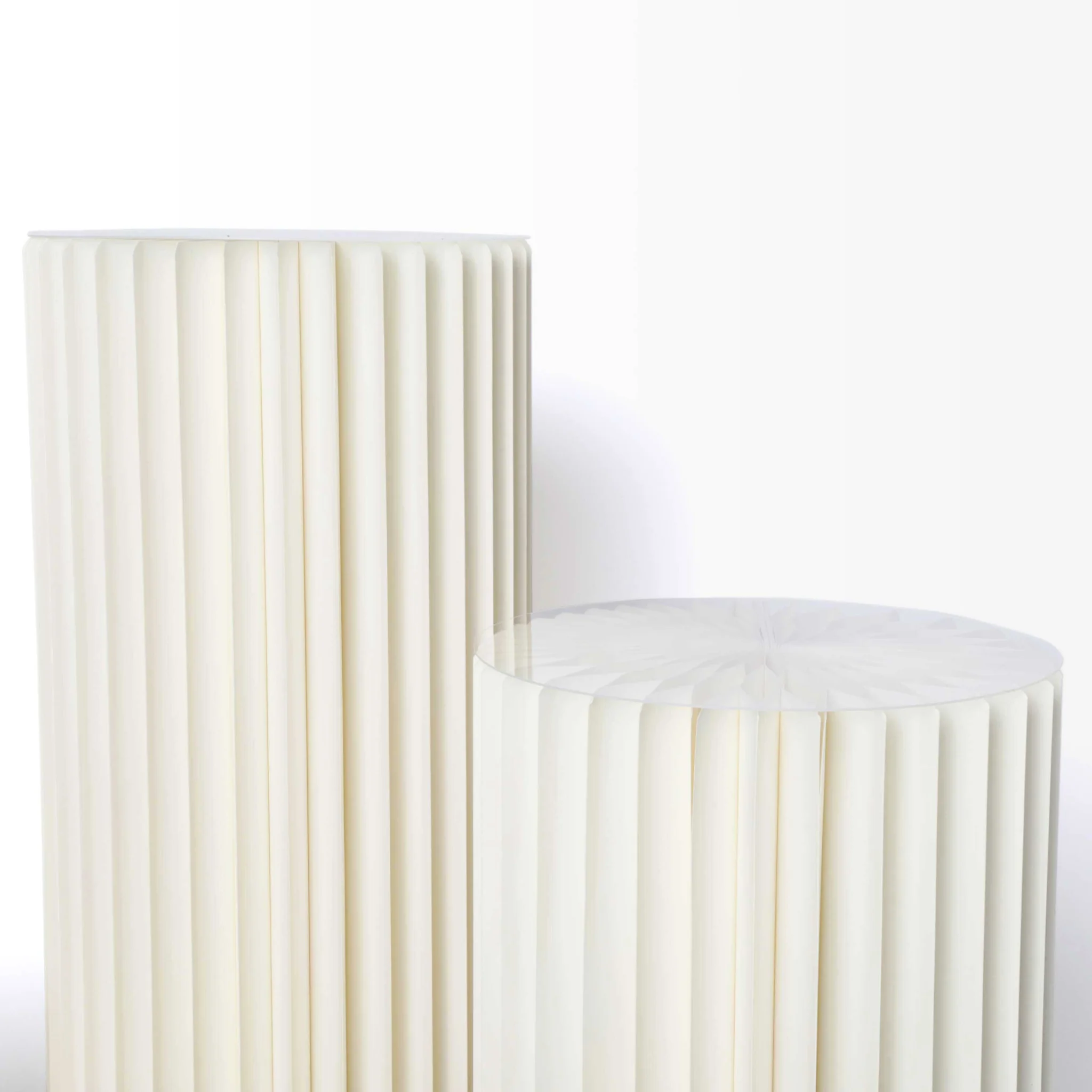 Accordion Foldable Paper Pedestal Display Stand with Top Plate 4 pcs/set - Ivory - Image 7
