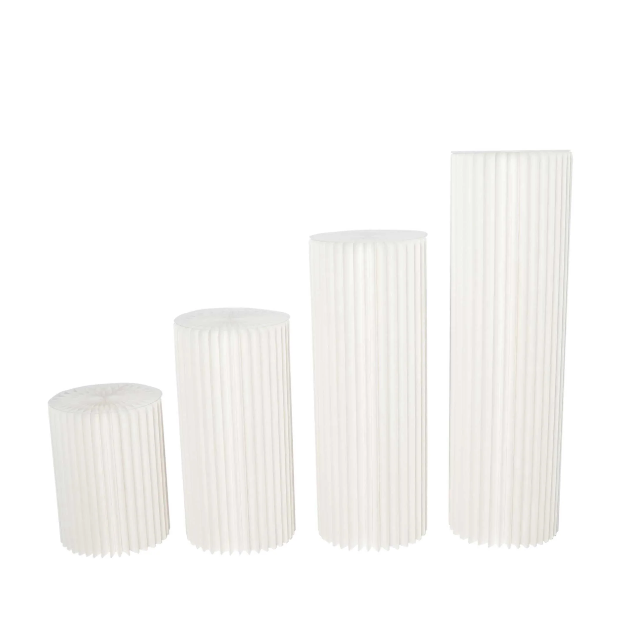 Accordion Foldable Paper Pedestal Display Stand with Top Plate 4 pcs/set - White - Image 5