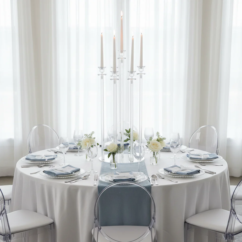 8 Arms Acrylic Candelabra Centerpiece - Clear - Image 2