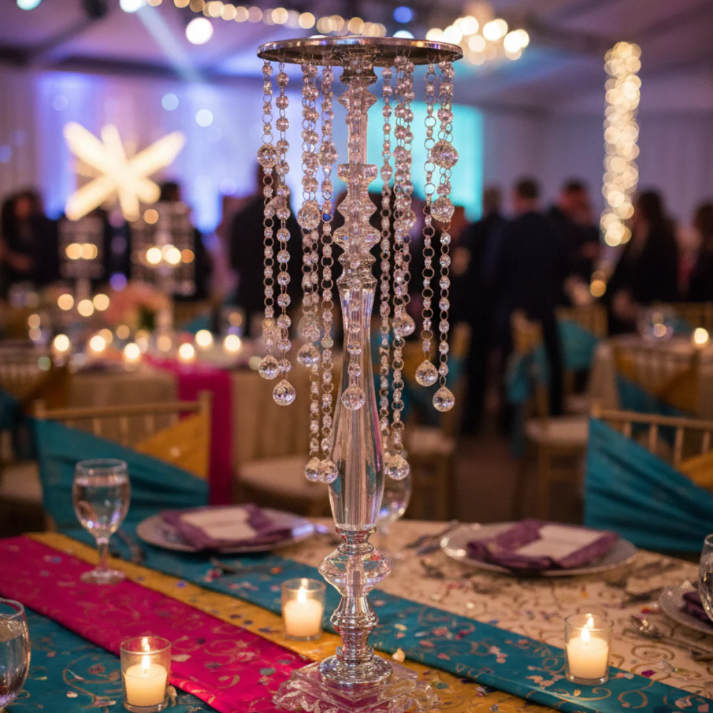 Acrylic Crystal Drop Centerpiece - Silver - Image 6