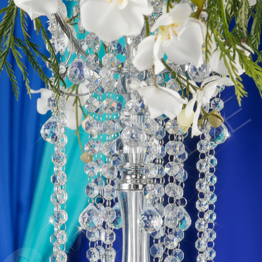 Acrylic Crystal Drop Centerpiece - Silver - Image 7
