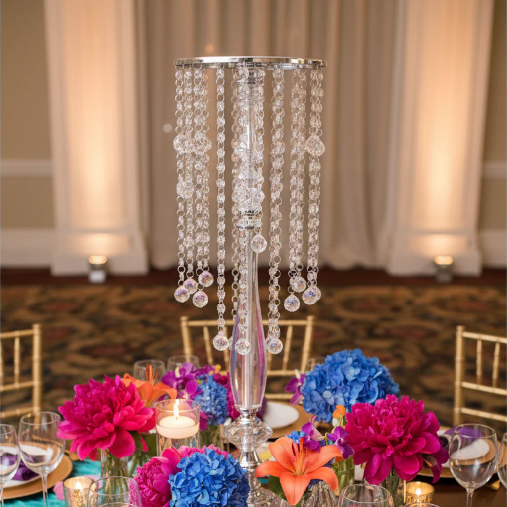 Acrylic Crystal Drop Centerpiece - Silver - Image 8