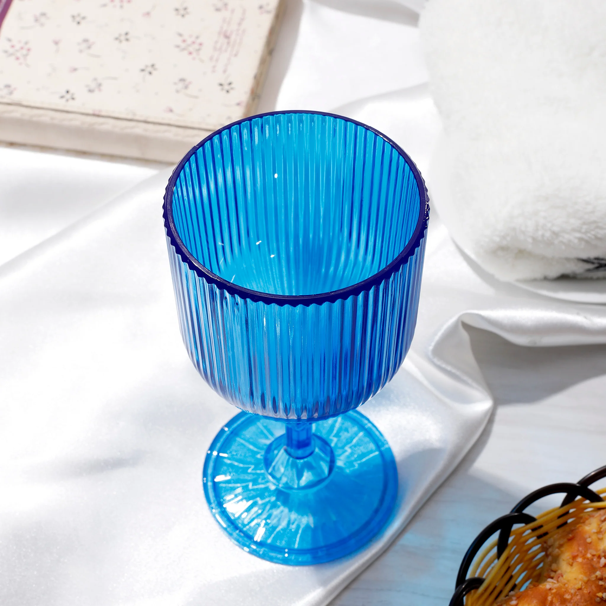 Blue Acrylic 11oz Wine Goblets Ripple Design (6 pcs/pk) - Image 3