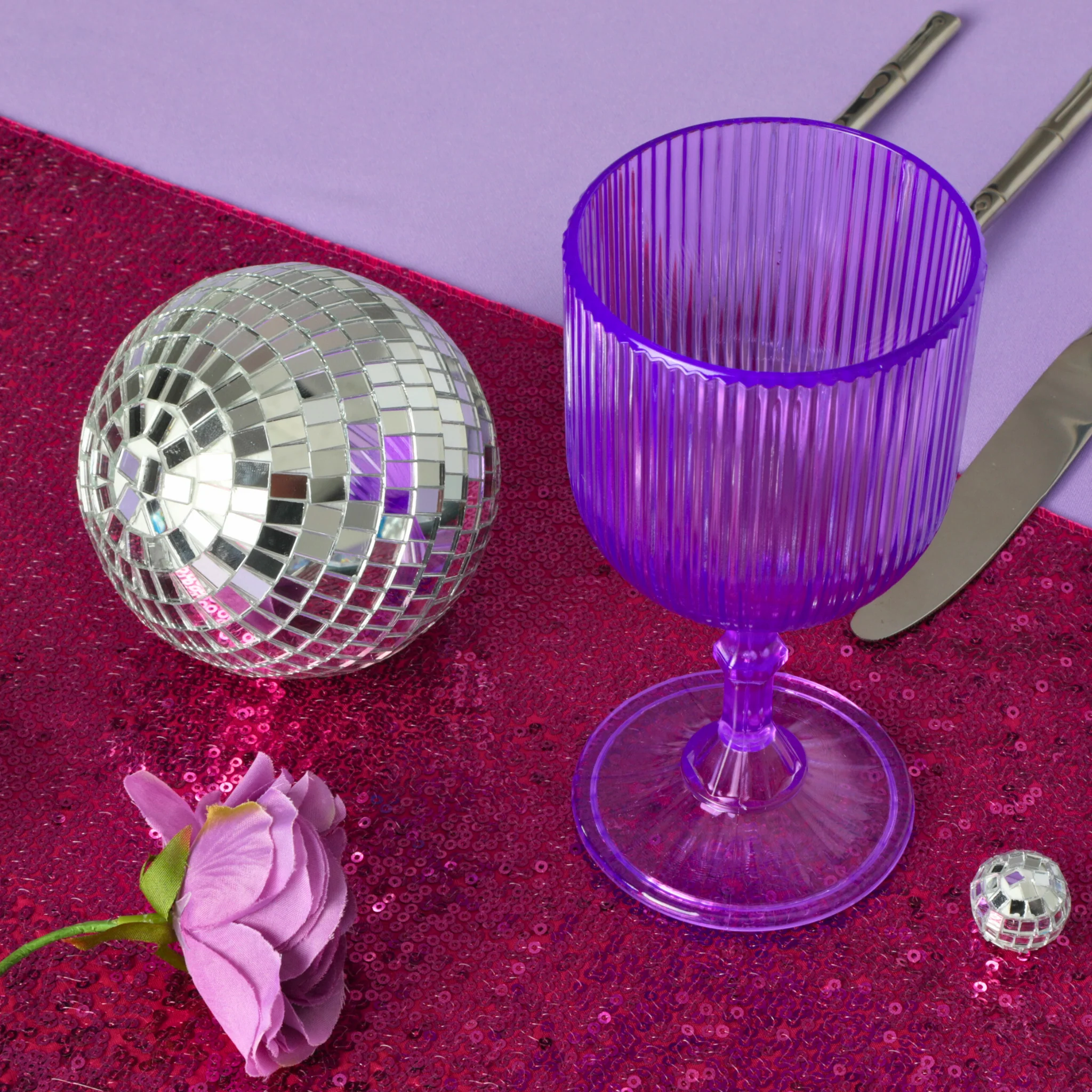 Lavender Acrylic 11oz Wine Goblets Ripple Design (6 pcs/pk) - Image 11
