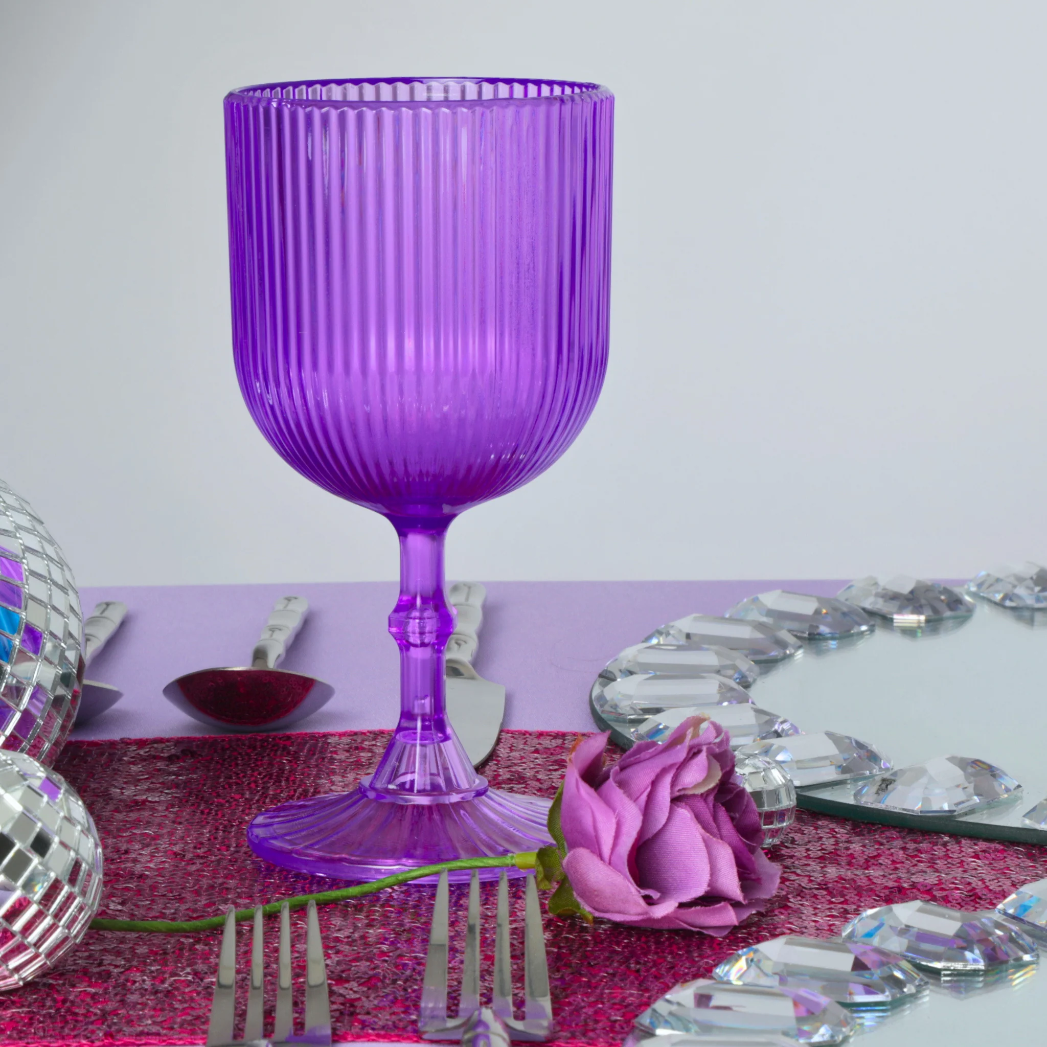 Lavender Acrylic 11oz Wine Goblets Ripple Design (6 pcs/pk) - Image 2