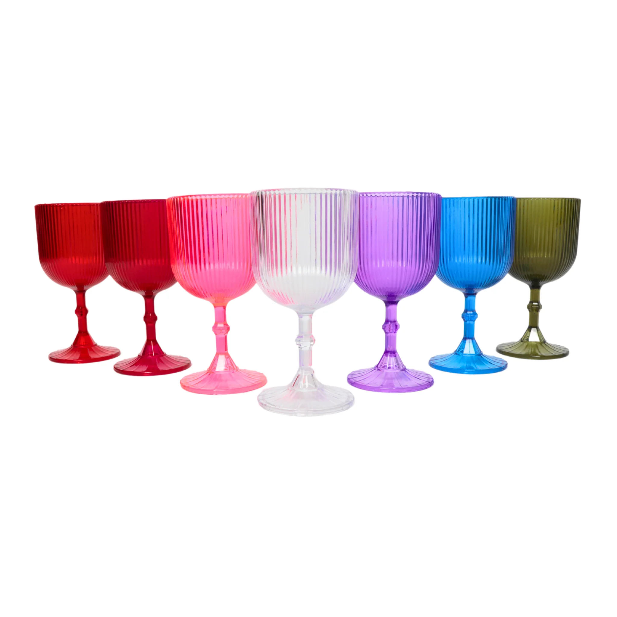 Olive Green Acrylic 11oz Wine Goblets Ripple Design (6 pcs/pk) - Image 7