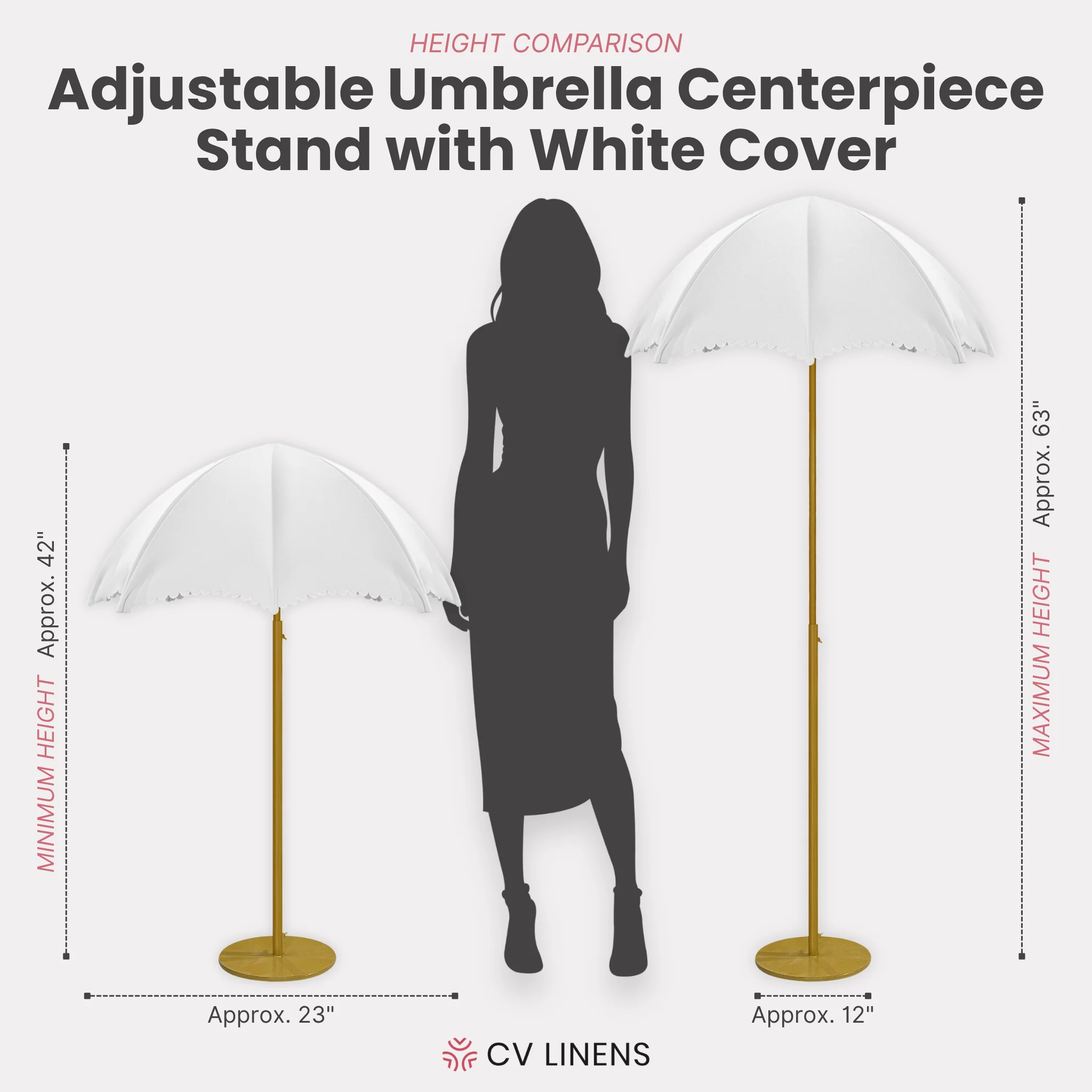 Adjustable Umbrella Centerpiece Stand with White Cover - Image 3