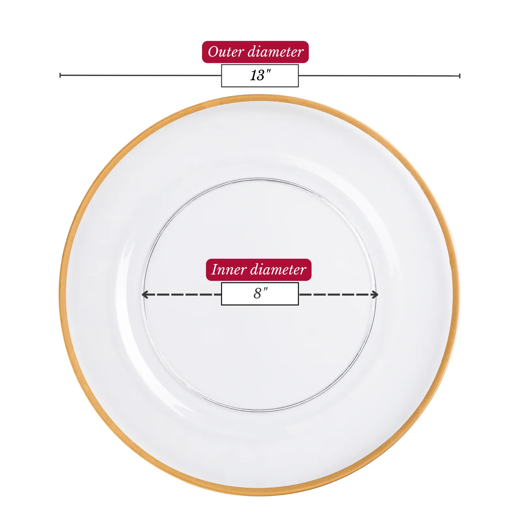 Alpine Acrylic Charger Plate - Gold trim - Image 4