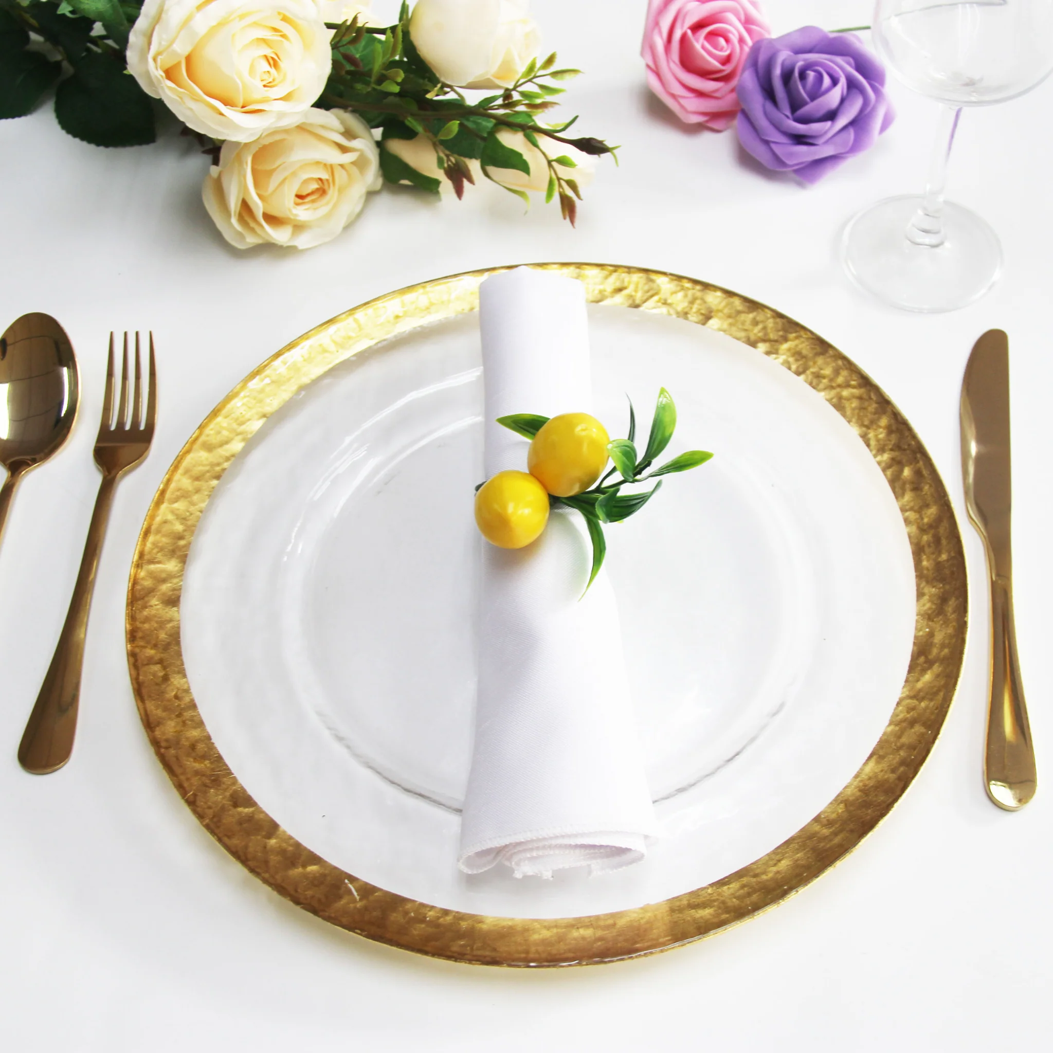 Alpine Wide Gold Trim Glass Charger Plate - Image 2