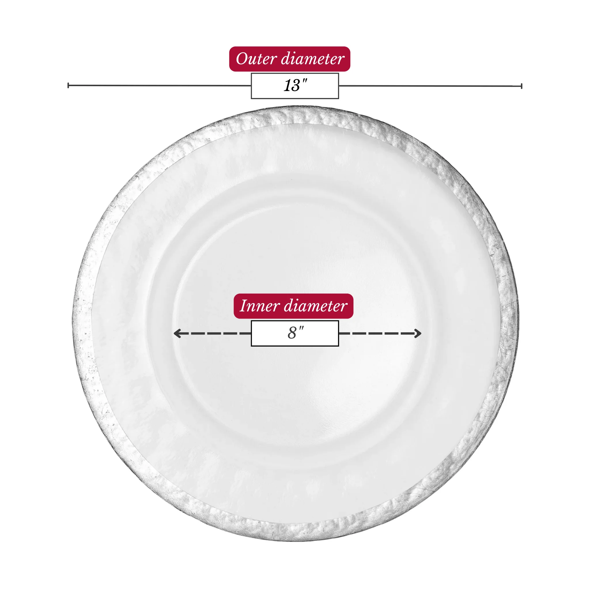 Alpine Glass Charger Plate - Silver trim - Image 2