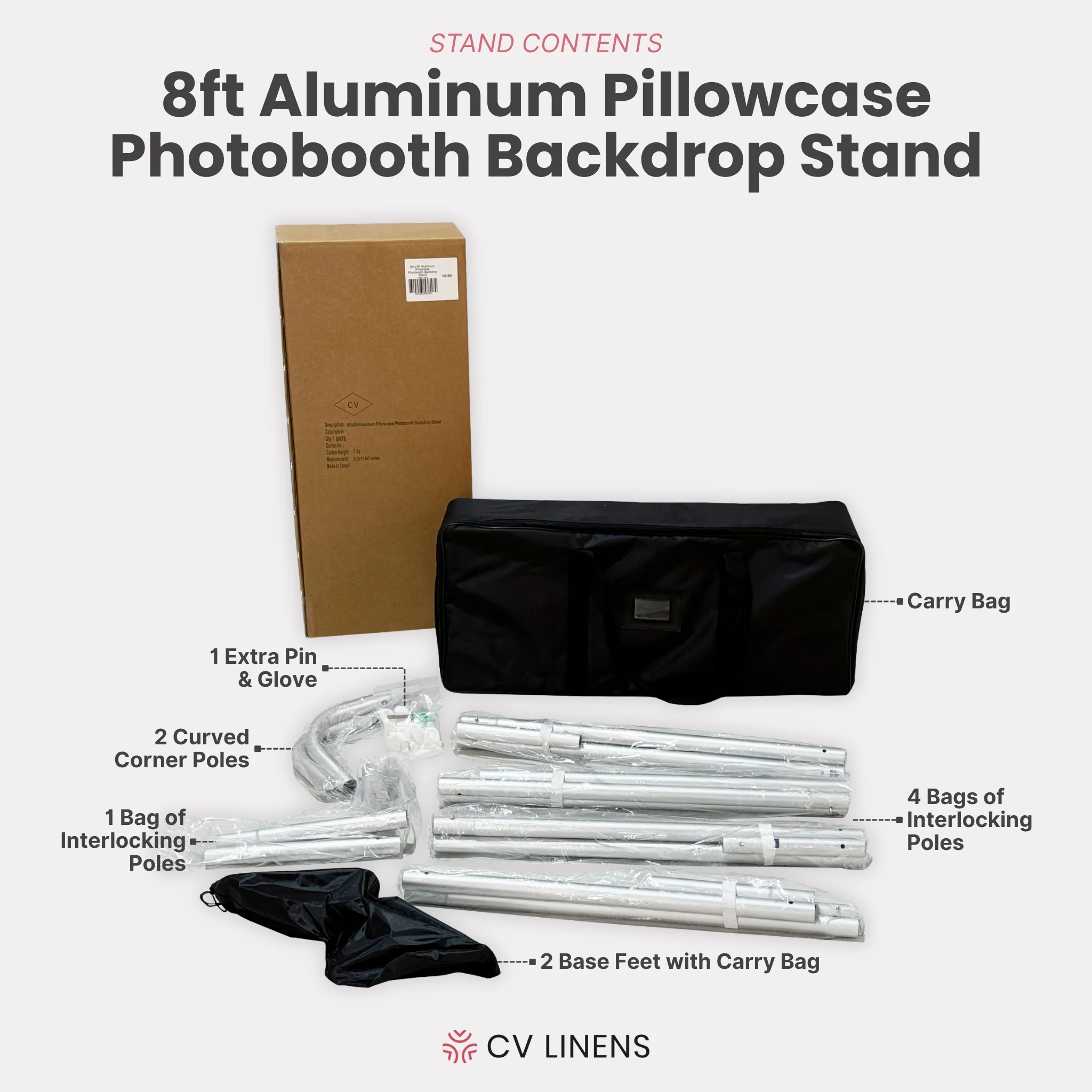 8ft Aluminum Pillowcase Photobooth Backdrop Stand - Image 5