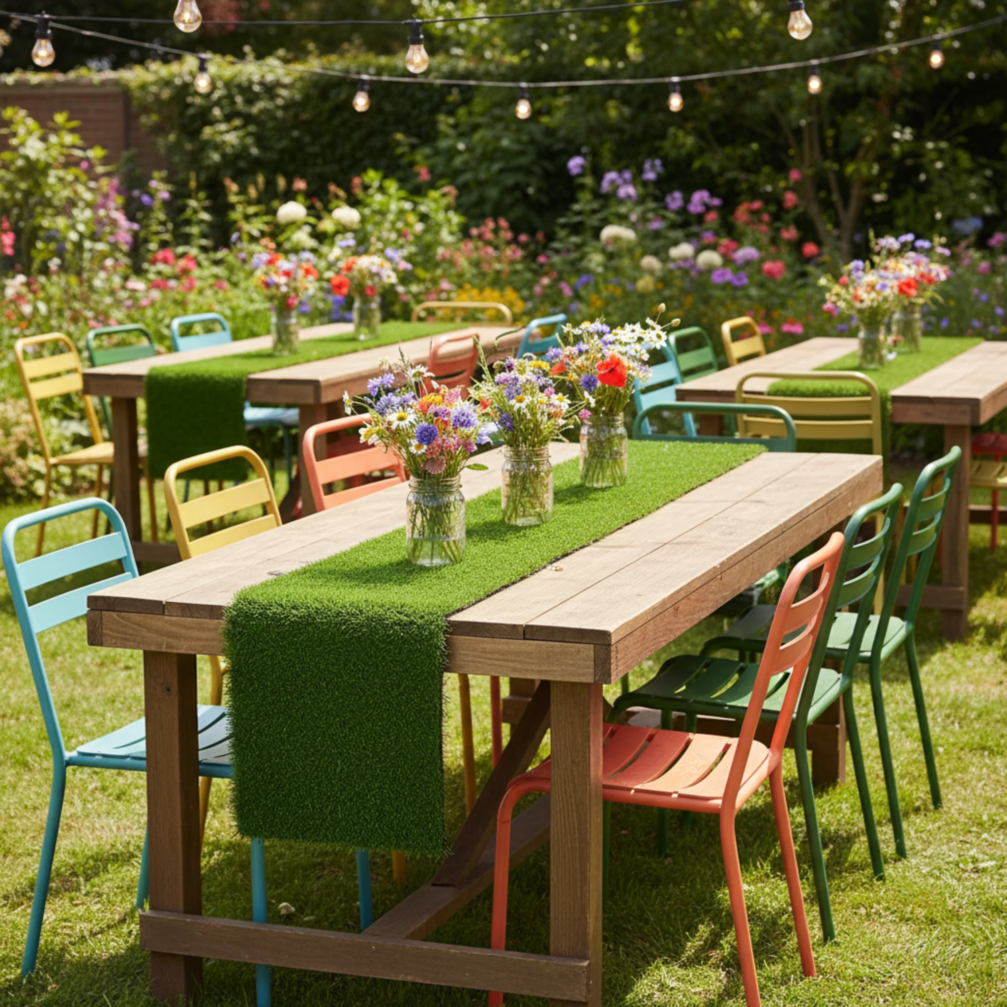 Artificial Grass Table Runner 12" x 108"- Green - Image 3