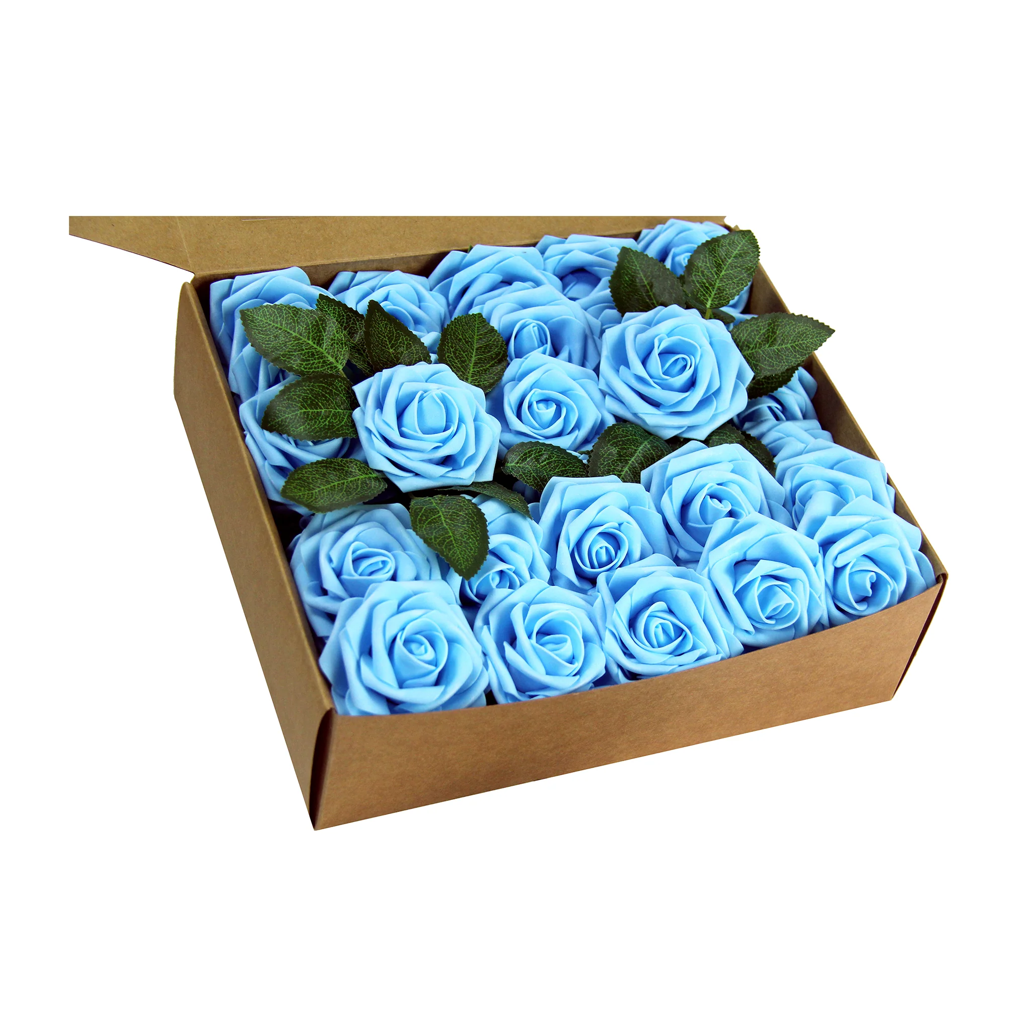 Artificial DIY Foam Rose Stems (50 pcs) - Baby Blue