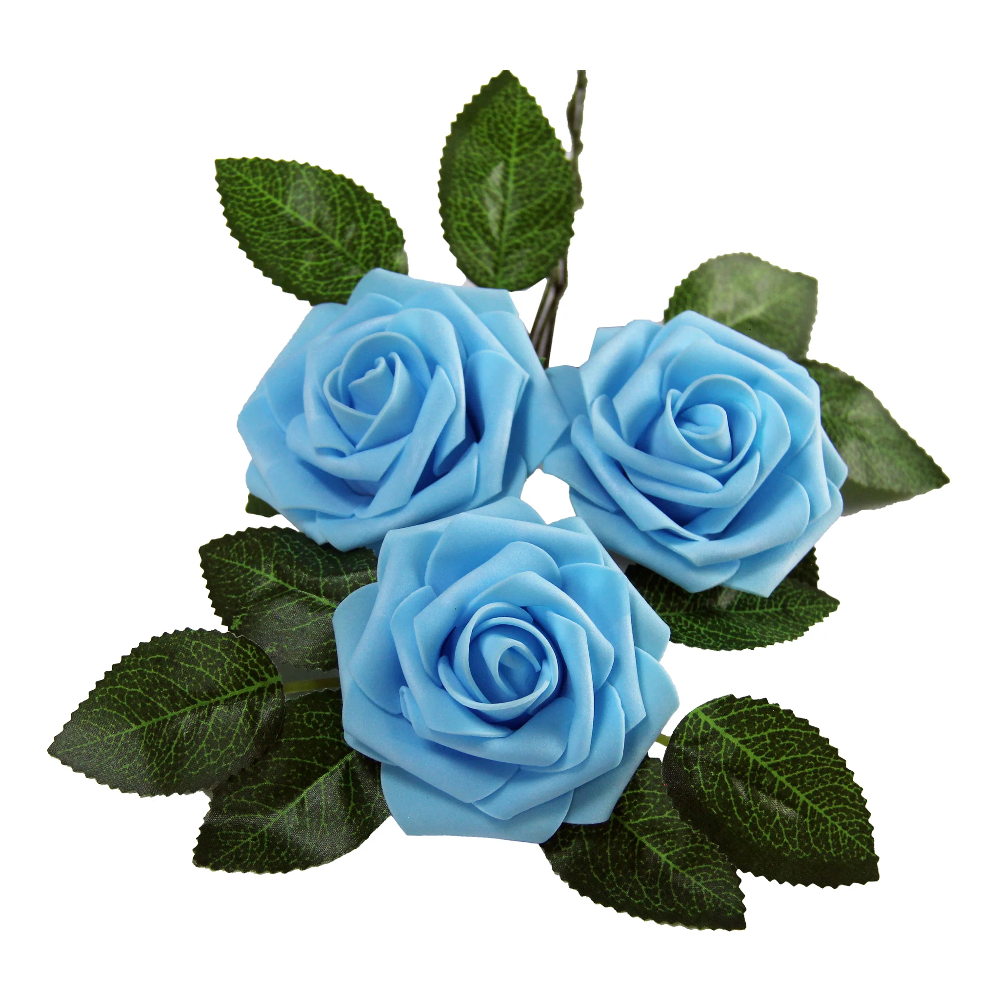 Artificial DIY Foam Rose Stems (50 pcs) - Baby Blue - Image 2