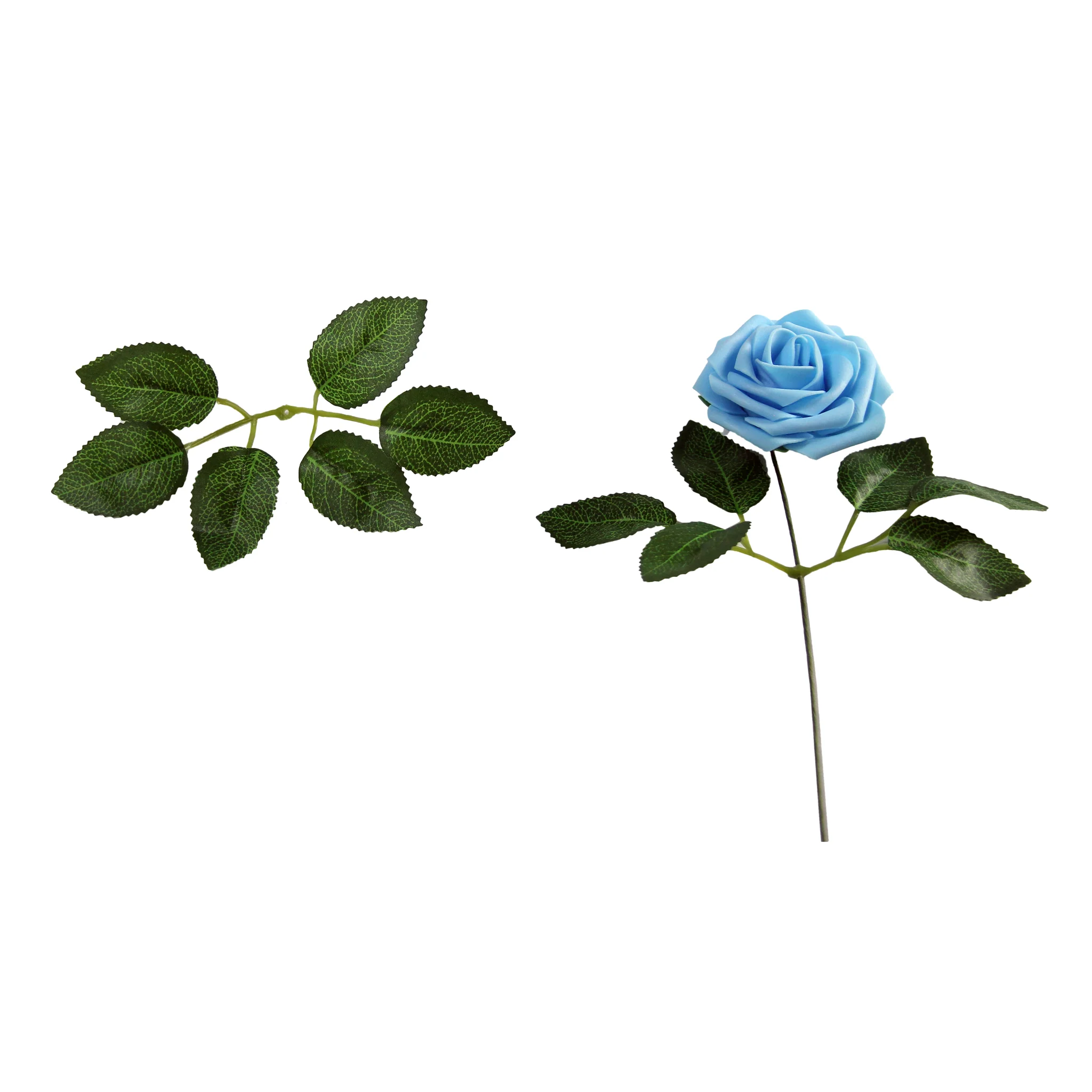 Artificial DIY Foam Rose Stems (50 pcs) - Baby Blue - Image 5