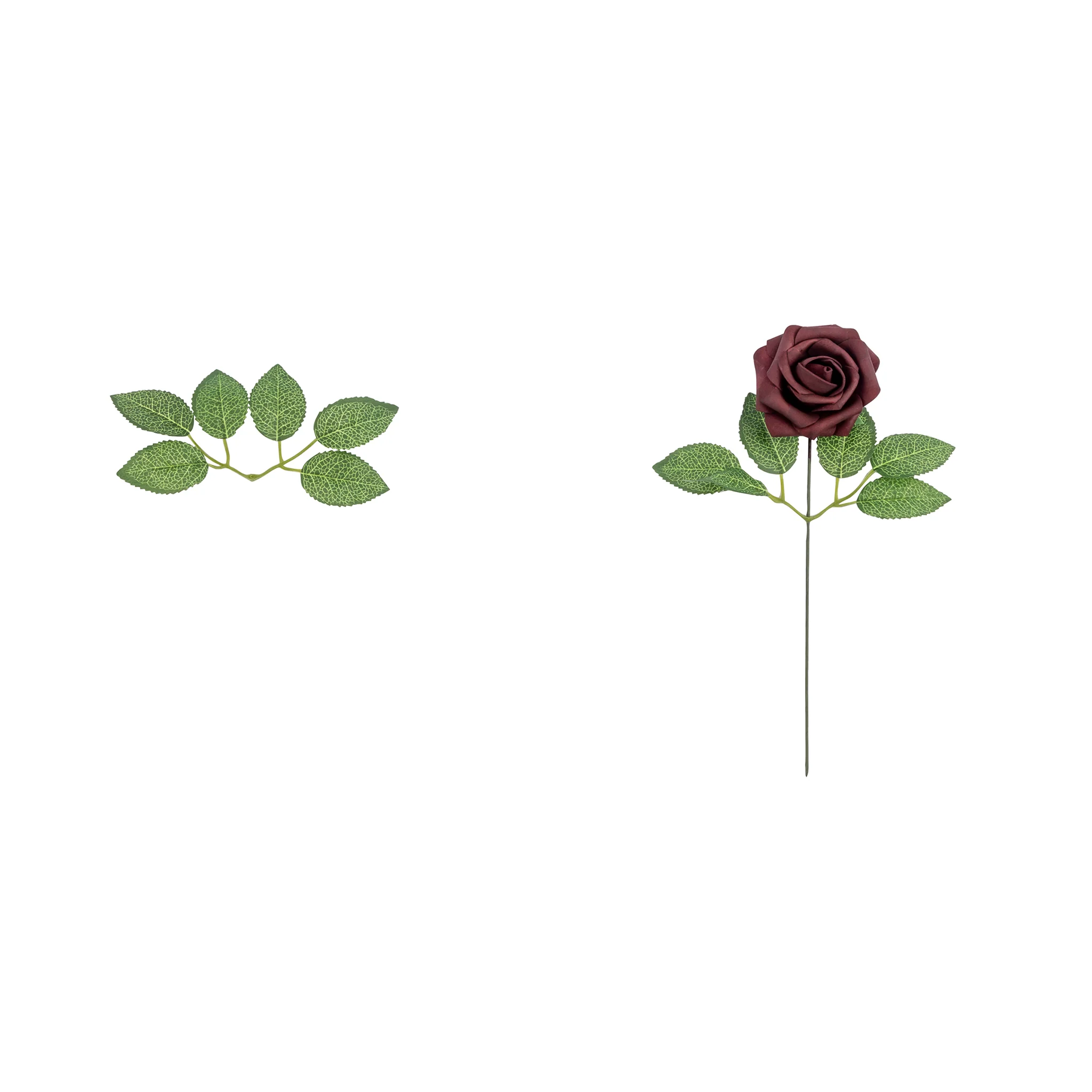 Artificial DIY Foam Rose Stems (50 pcs) - Burgundy - Image 3