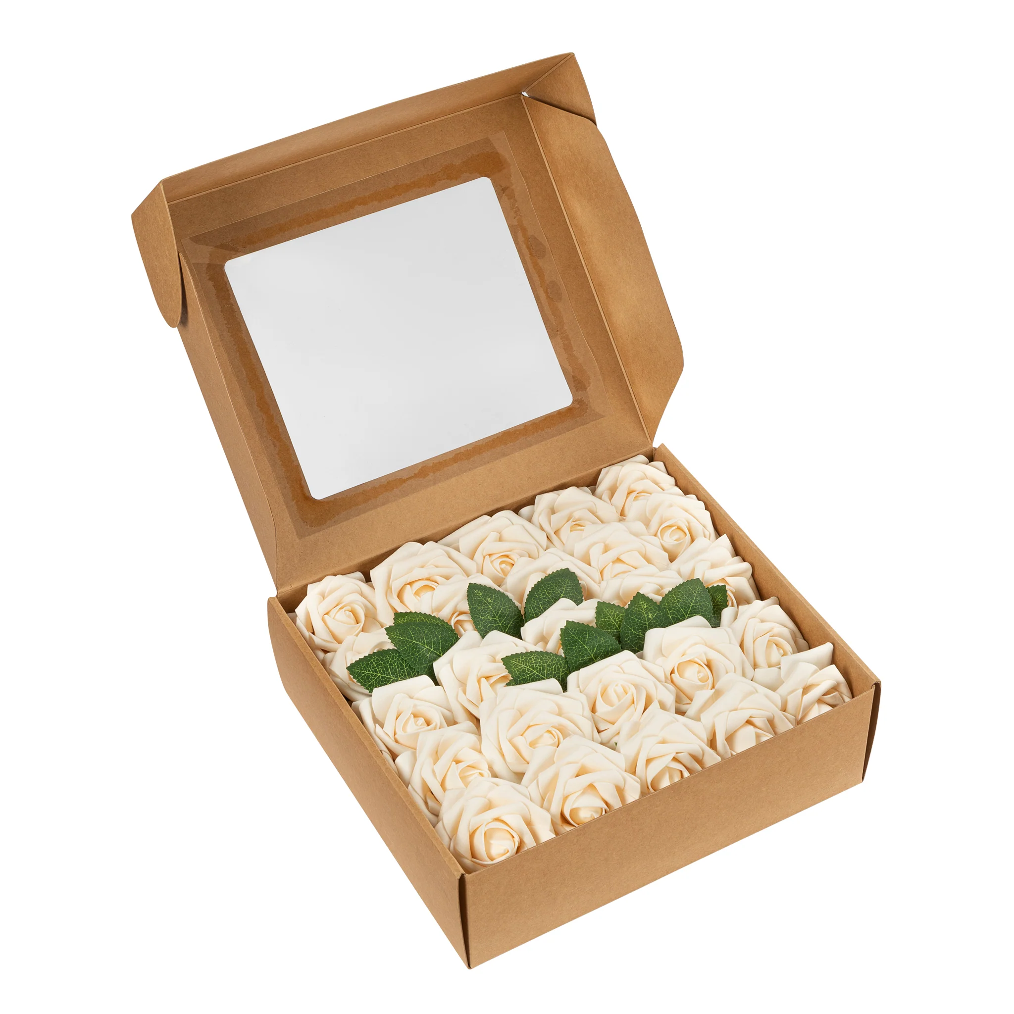 Artificial DIY Foam Rose Stems (50 pcs) - Cream