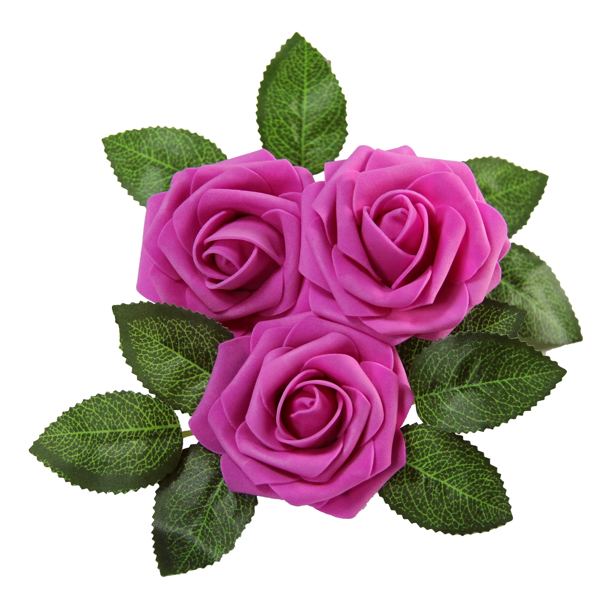 Artificial DIY Foam Rose Stems (50 pcs) - Fuchsia - Image 2