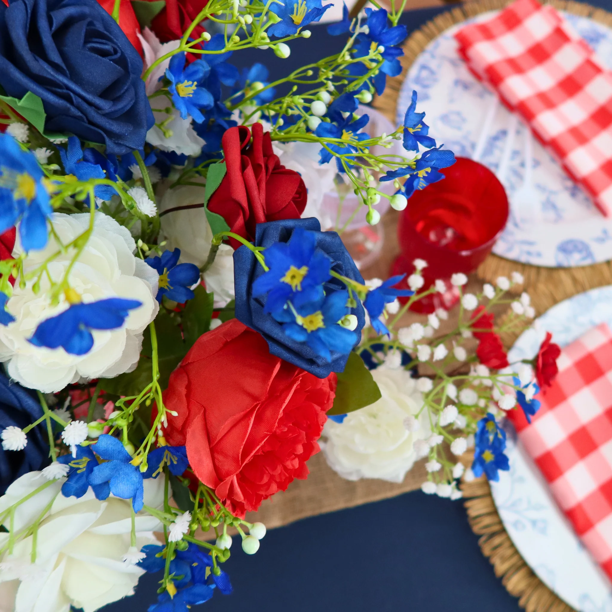 Artificial DIY Foam Rose Stems (50 pcs) - Navy Blue - Image 12