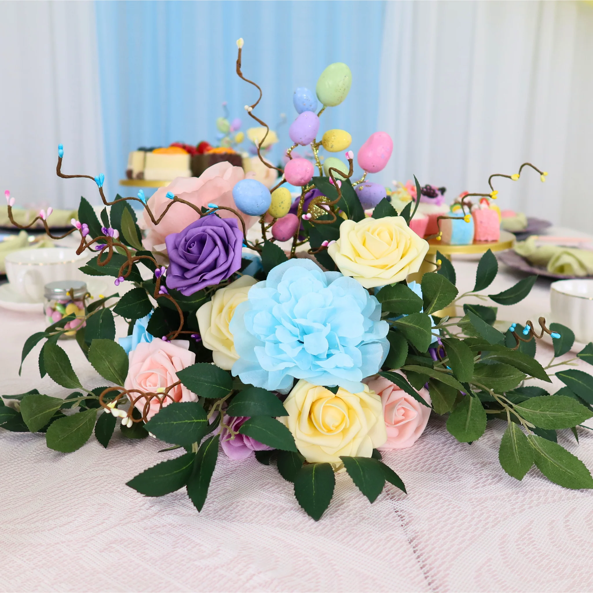 Artificial DIY Foam Rose Stems (50 pcs) - Wisteria/Victorian Lilac - Image 3