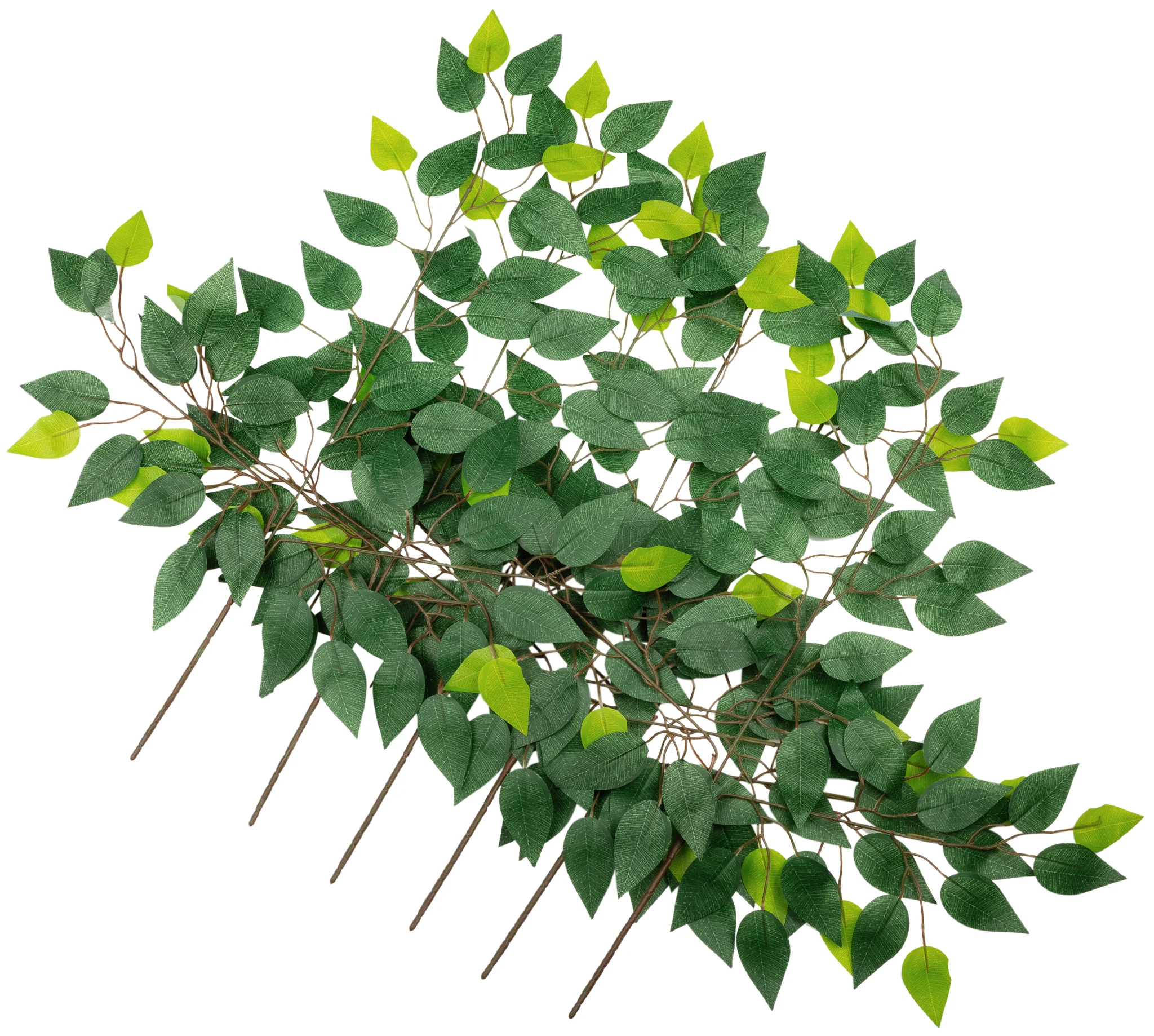Artificial Silk Ficus Leaf Branches Spray 6 stems Bundle