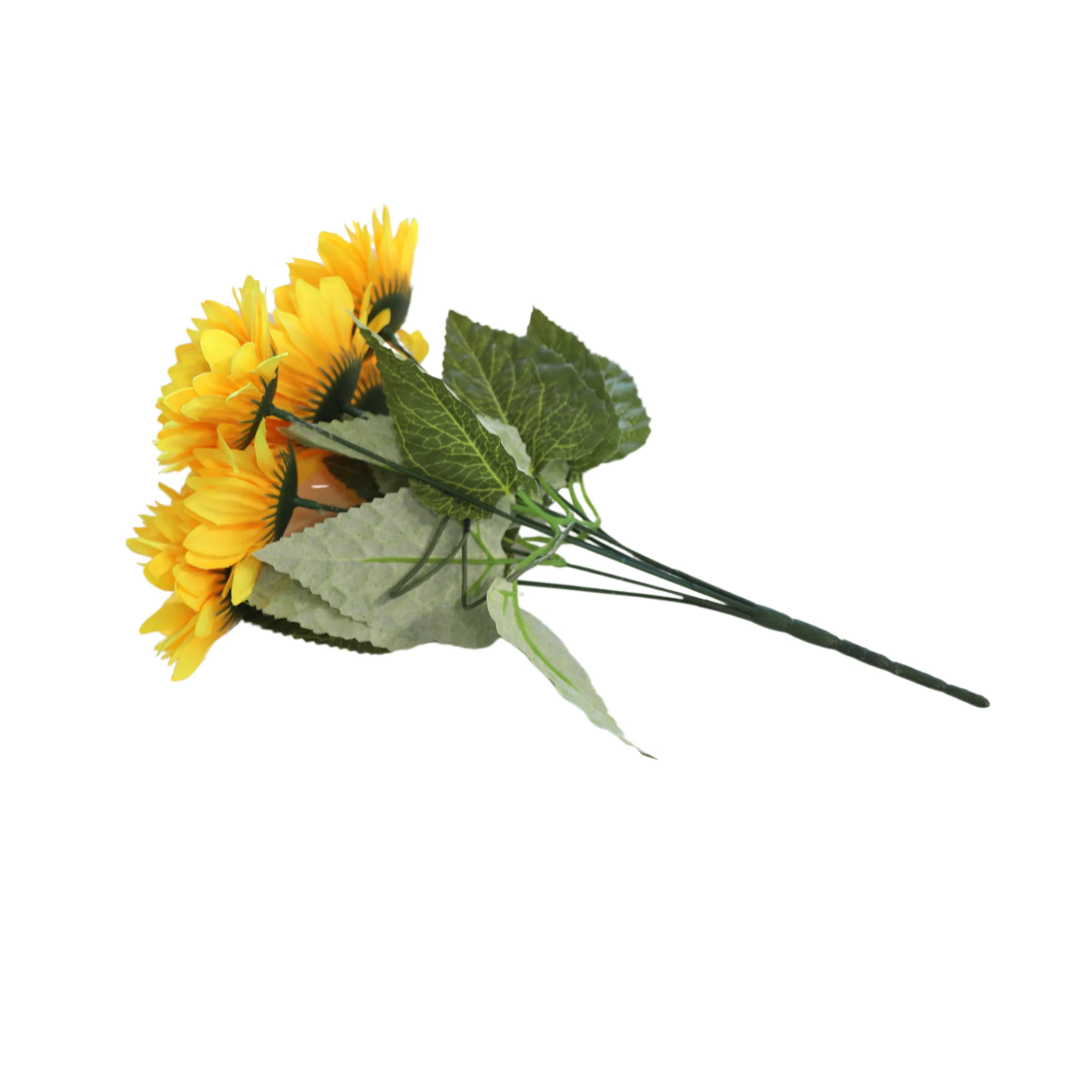 4 Bundles of Artificial Sunflower Stems (28 heads) - Yellow - Image 5