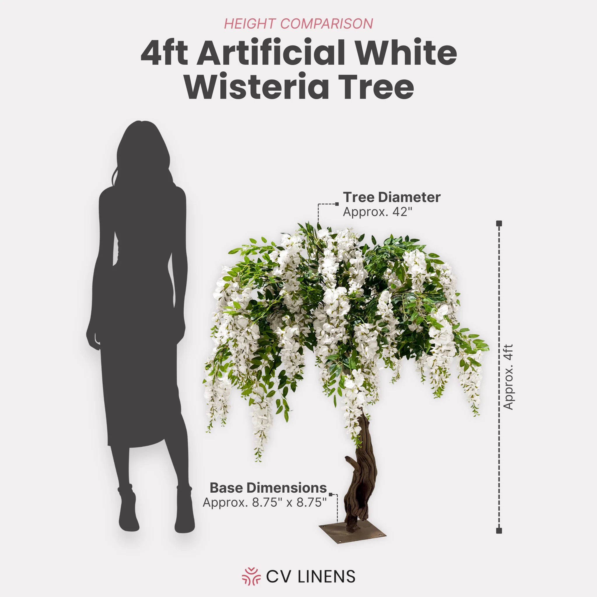 4ft Artificial Wisteria Tree - White - Image 5