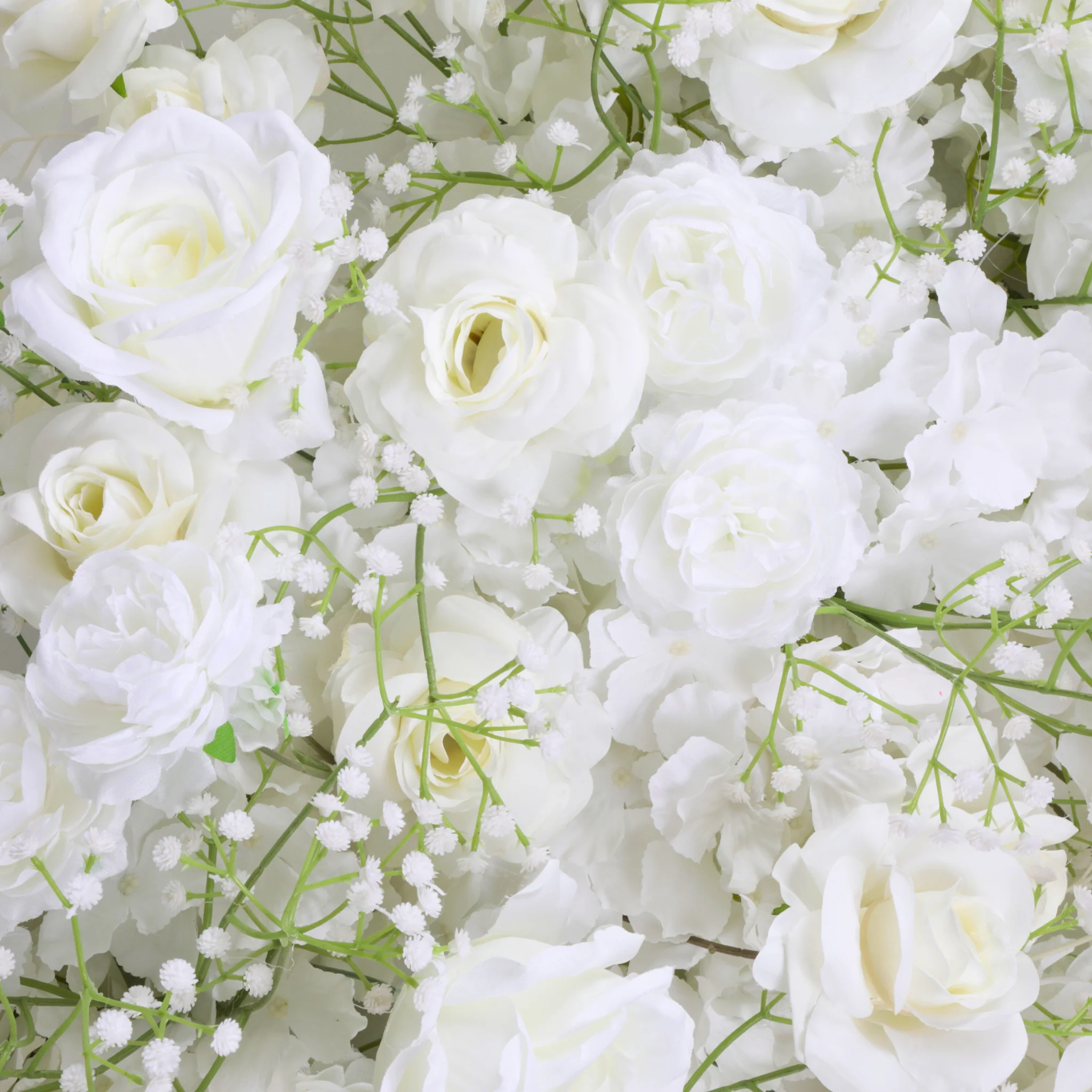 2 pcs/pk Premade Rose and Baby's Breath Flower Backdrop Arch/Table Runner Decor - White - Image 5